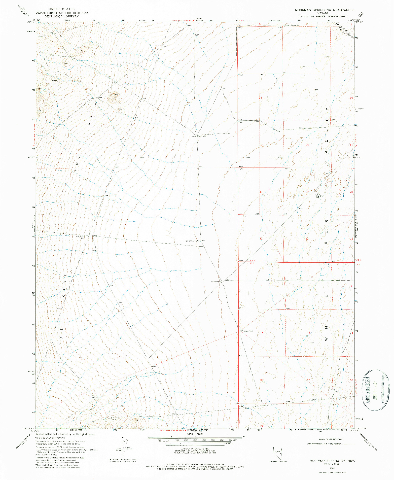 USGS 1:24000-SCALE QUADRANGLE FOR MOORMAN SPRING NW, NV 1969