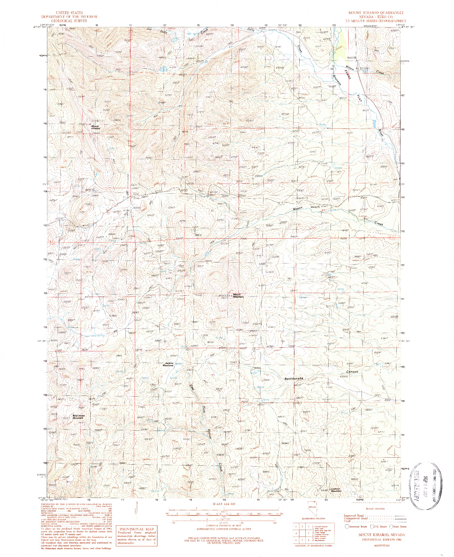 USGS 1:24000-SCALE QUADRANGLE FOR MOUNT ICHABOD, NV 1986