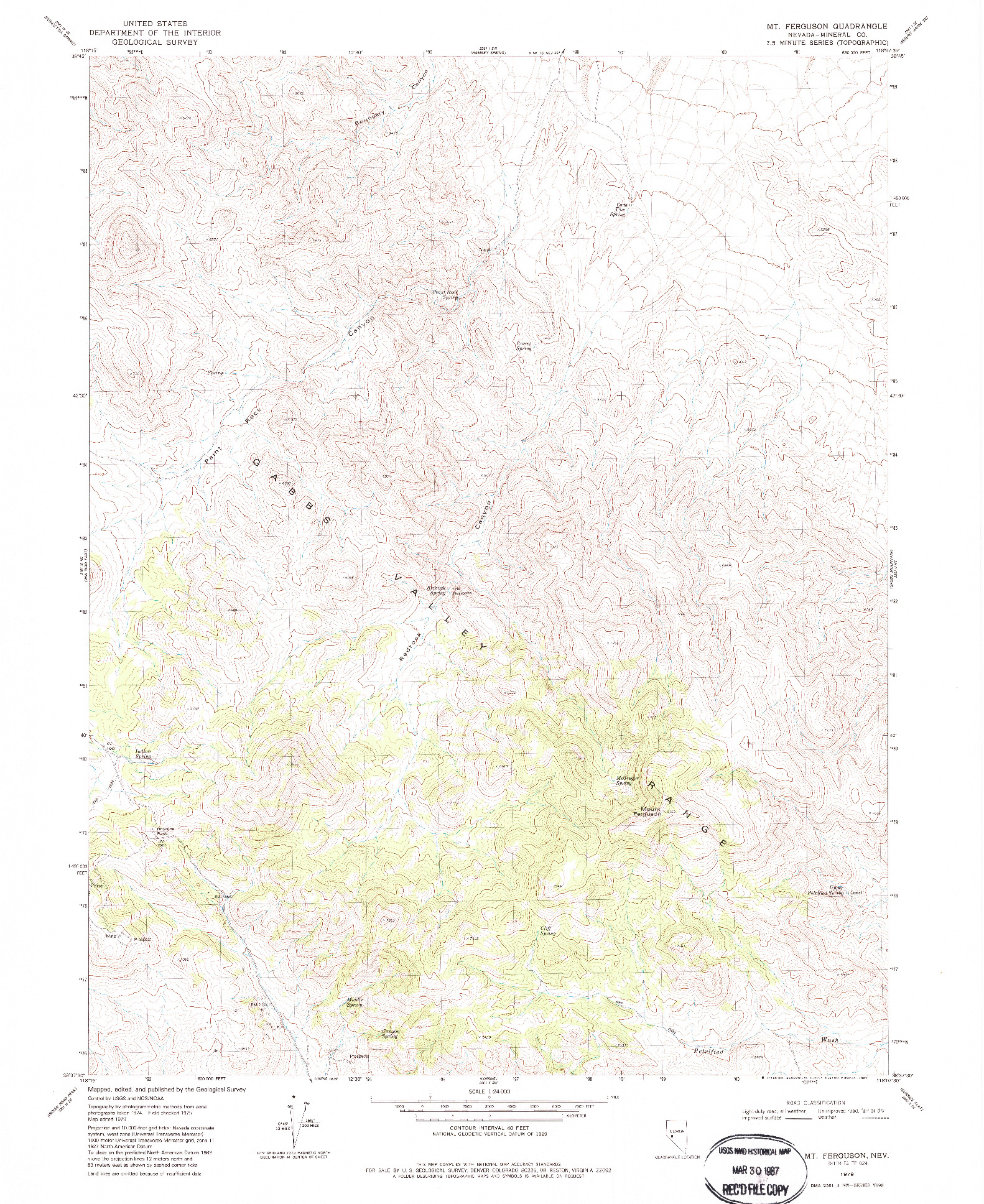 USGS 1:24000-SCALE QUADRANGLE FOR MT. FERGUSON, NV 1979