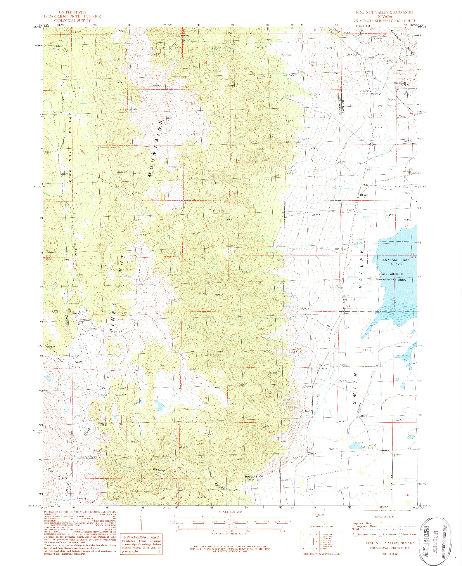 USGS 1:24000-SCALE QUADRANGLE FOR PINE NUT VALLEY, NV 1986