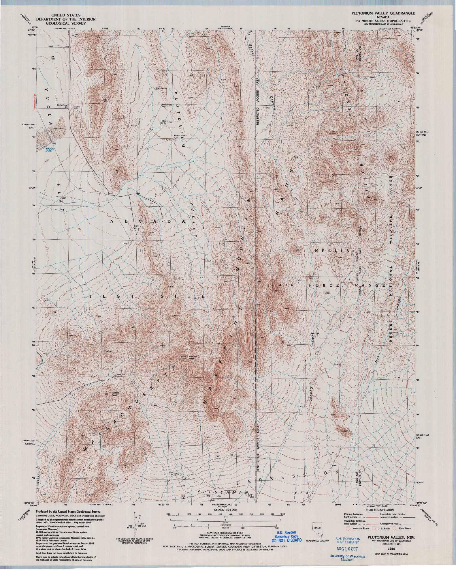 USGS 1:24000-SCALE QUADRANGLE FOR PLUTONIUM VALLEY, NV 1986