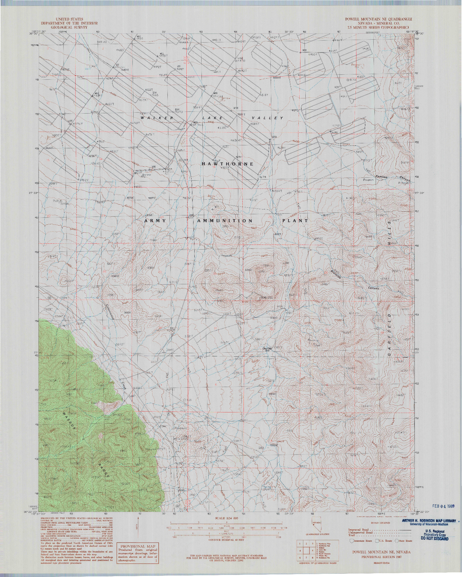 USGS 1:24000-SCALE QUADRANGLE FOR POWELL MOUNTAIN NE, NV 1987
