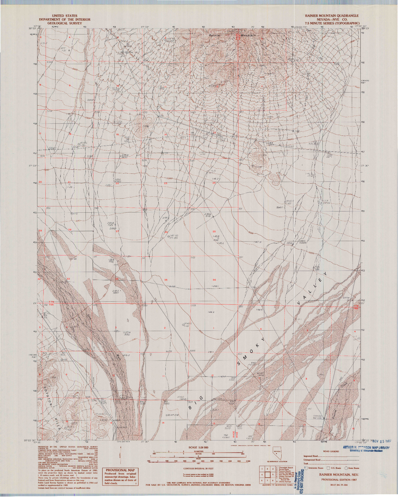 USGS 1:24000-SCALE QUADRANGLE FOR RAINIER MOUNTAIN, NV 1987
