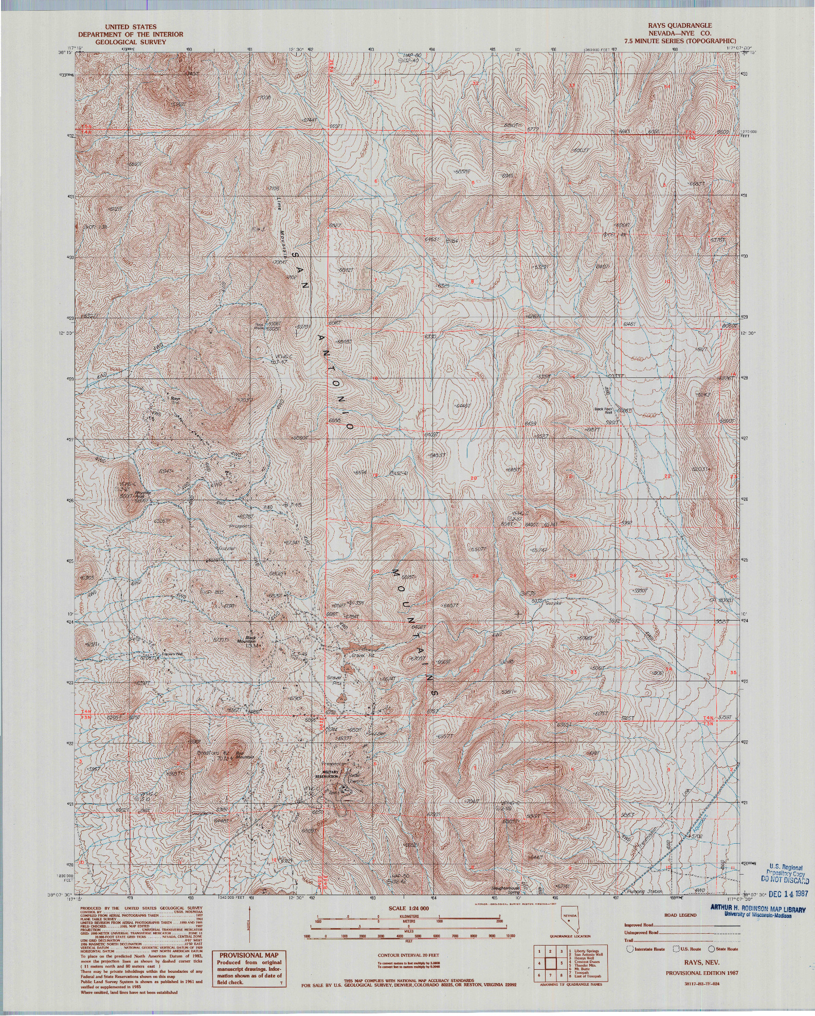 USGS 1:24000-SCALE QUADRANGLE FOR RAYS, NV 1987