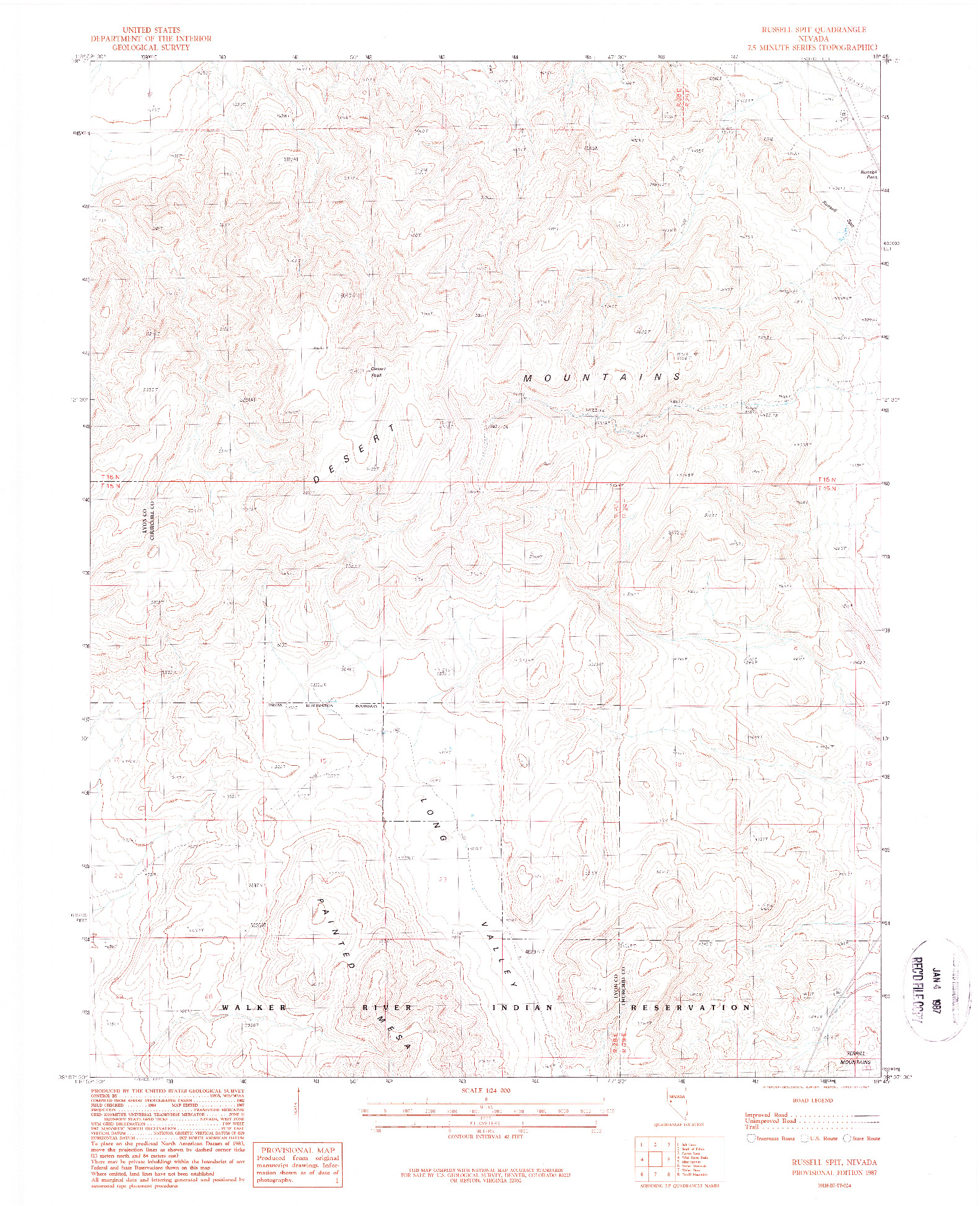 USGS 1:24000-SCALE QUADRANGLE FOR RUSSELL SPIT, NV 1987