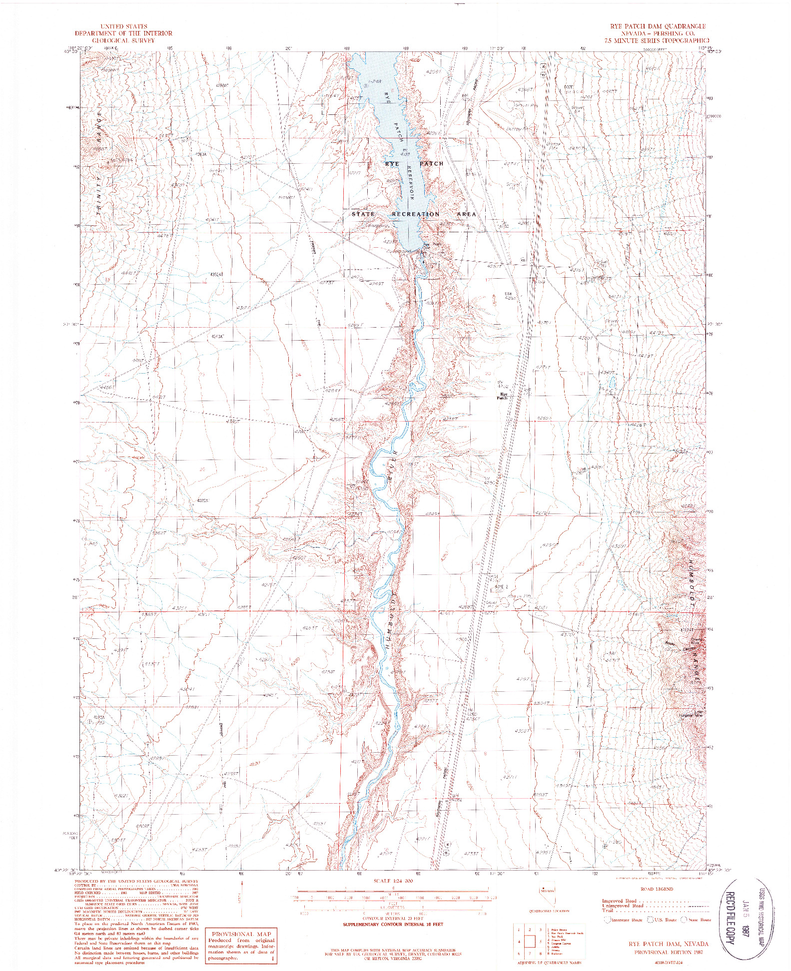 USGS 1:24000-SCALE QUADRANGLE FOR RYE PATCH DAM, NV 1987