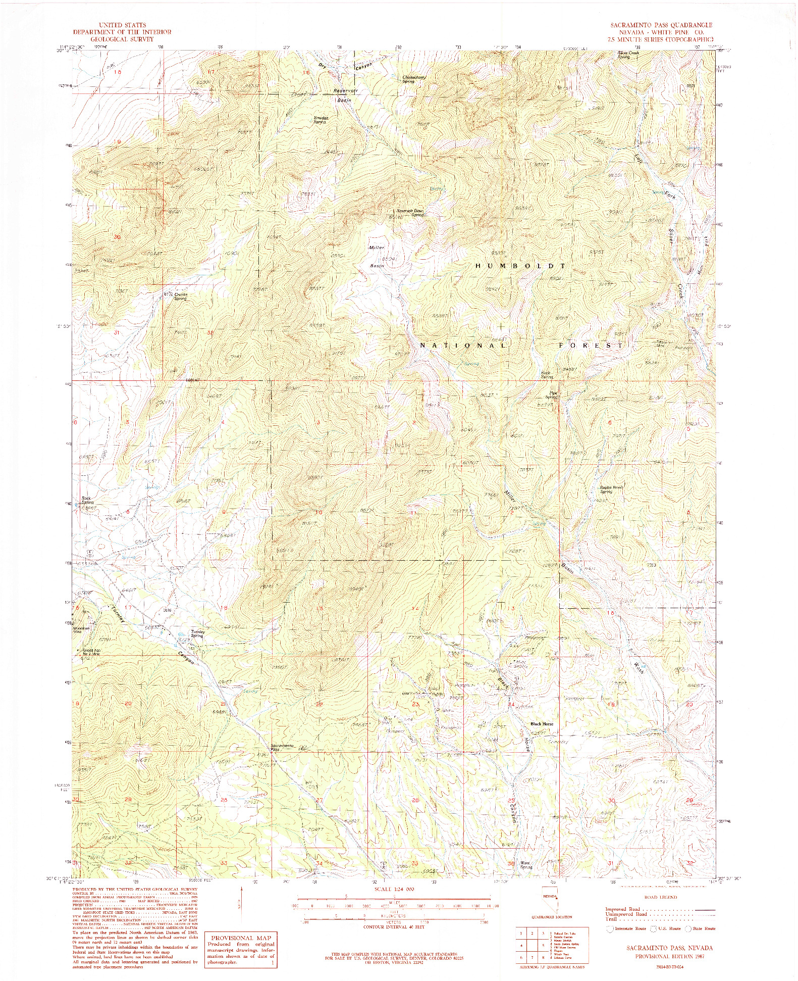 USGS 1:24000-SCALE QUADRANGLE FOR SACRAMENTO PASS, NV 1987