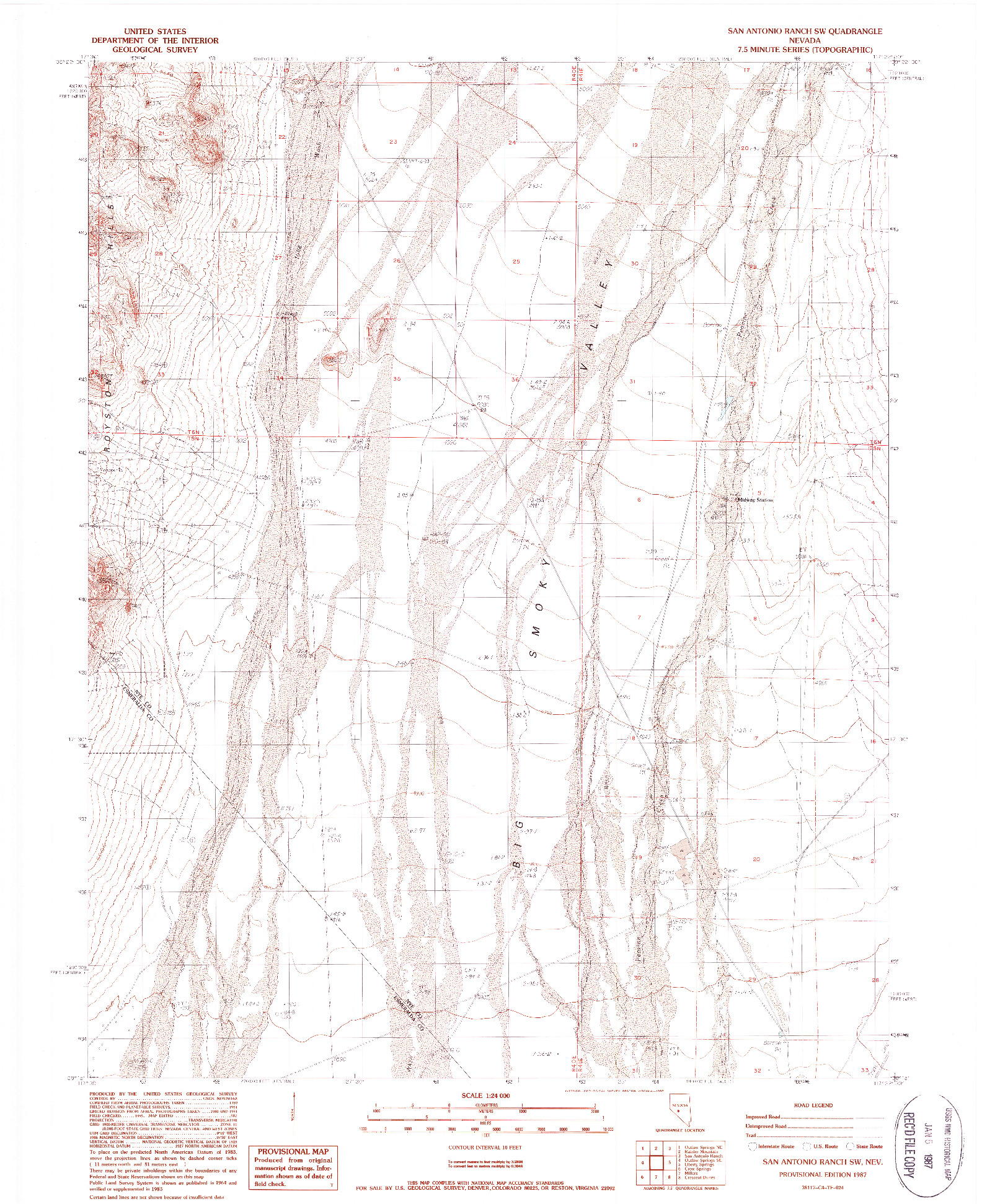 USGS 1:24000-SCALE QUADRANGLE FOR SAN ANTONIO RANCH SW, NV 1987