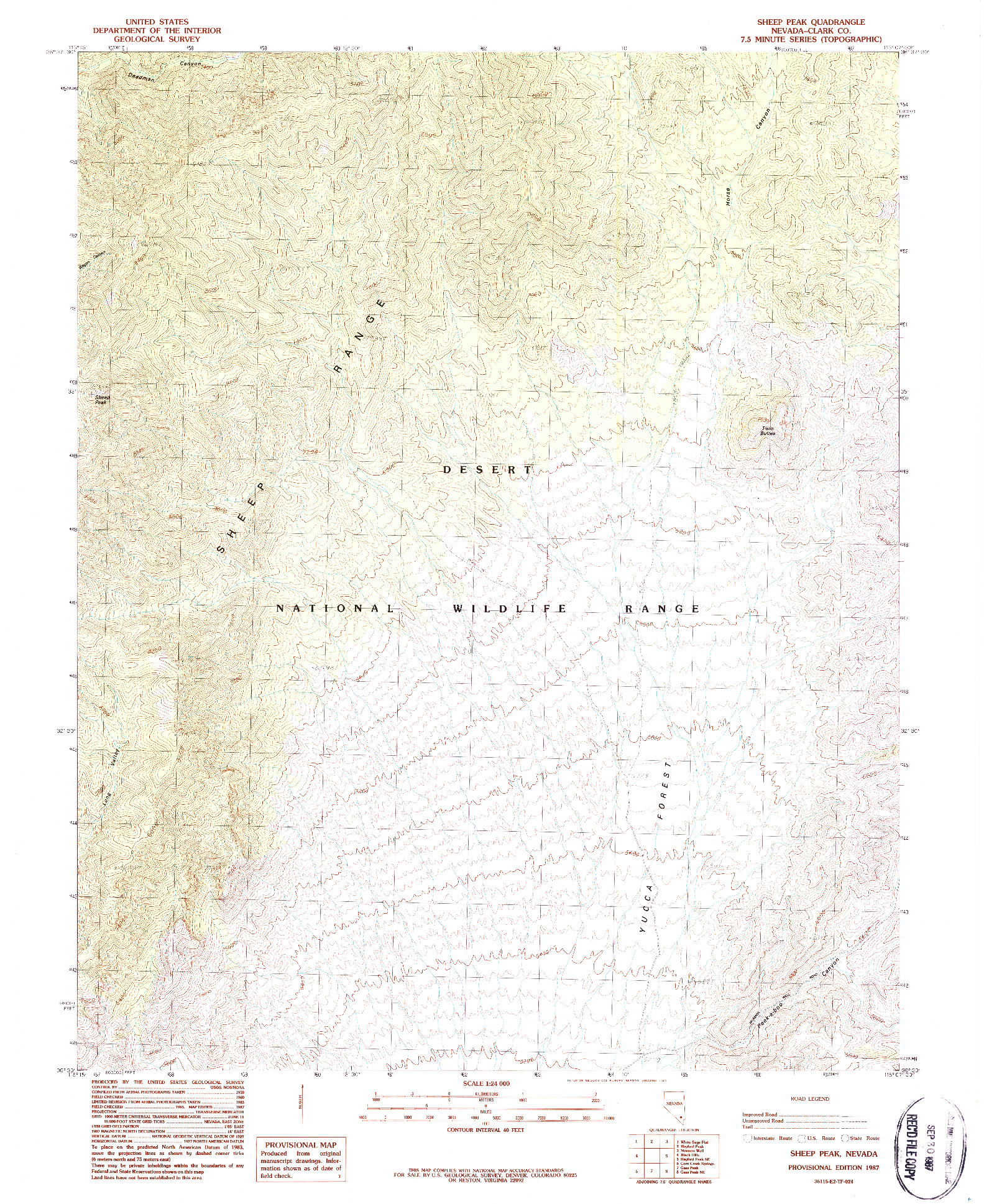 USGS 1:24000-SCALE QUADRANGLE FOR SHEEP PEAK, NV 1987