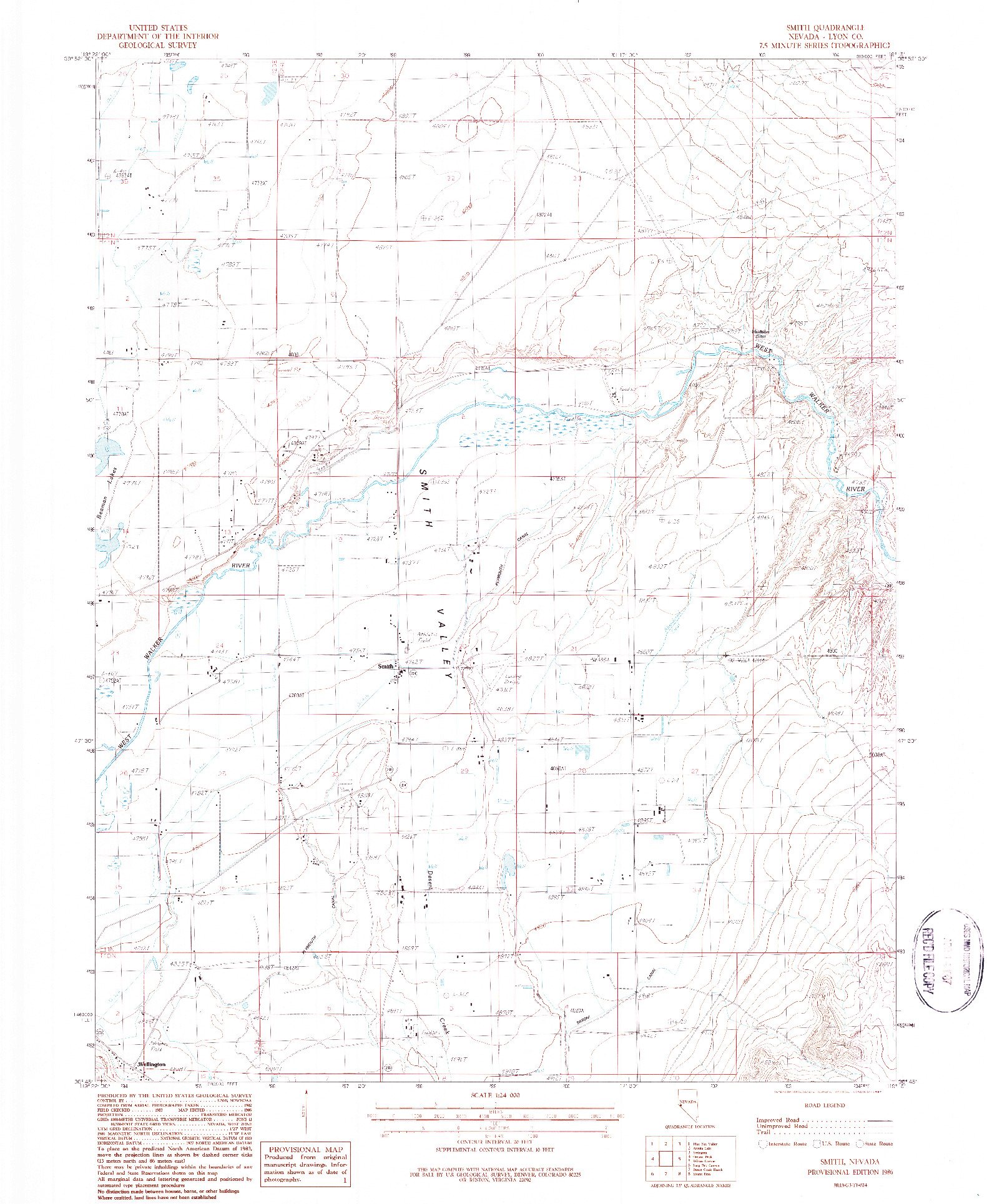 USGS 1:24000-SCALE QUADRANGLE FOR SMITH, NV 1986