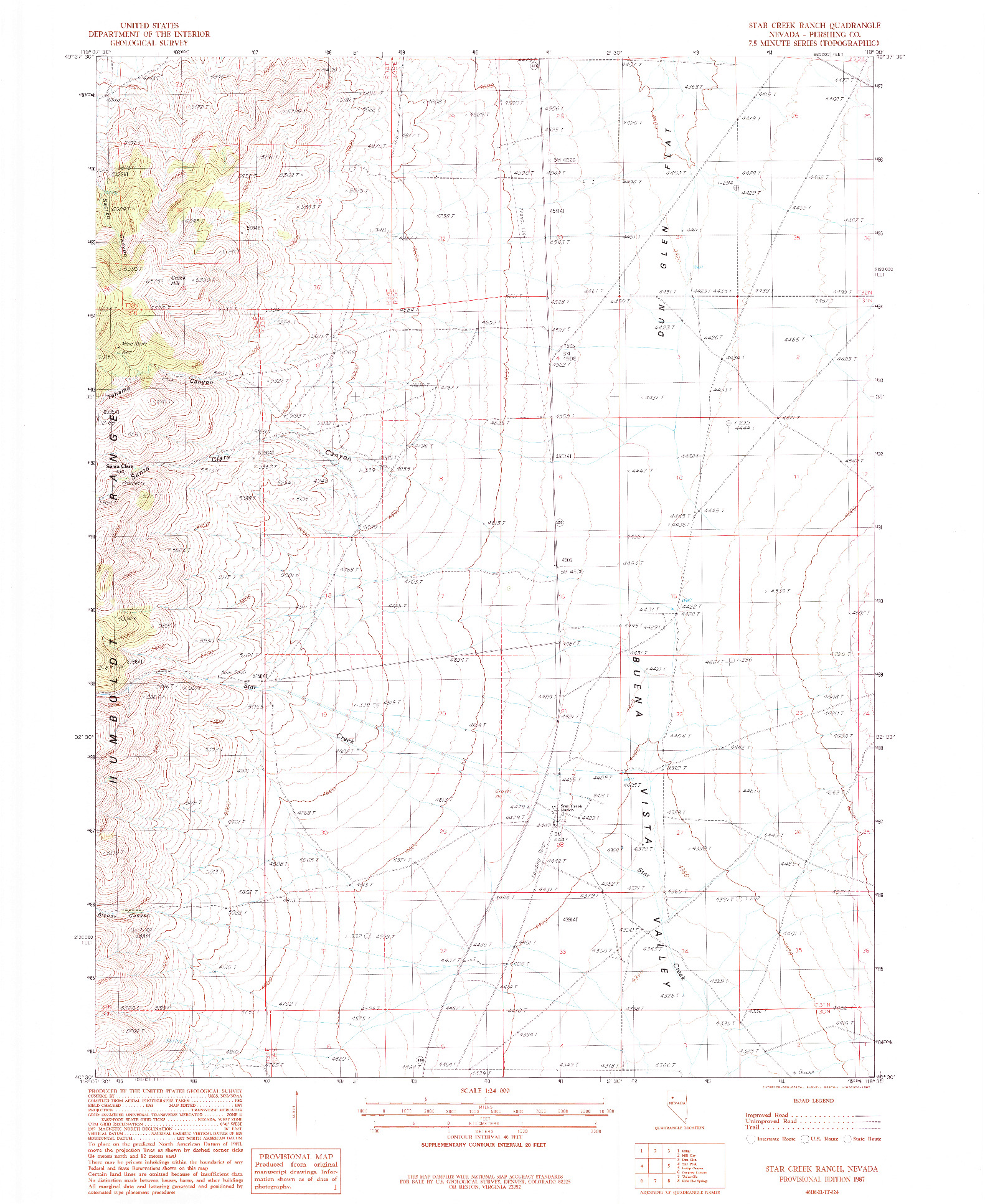 USGS 1:24000-SCALE QUADRANGLE FOR STAR CREEK RANCH, NV 1987