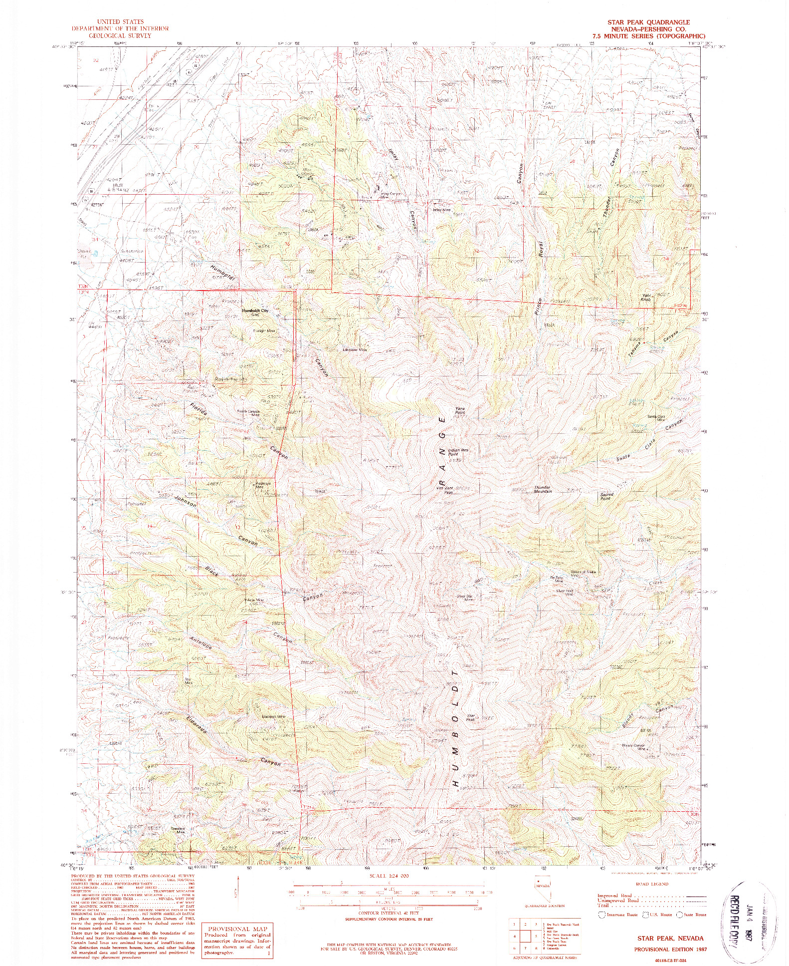 USGS 1:24000-SCALE QUADRANGLE FOR STAR PEAK, NV 1987