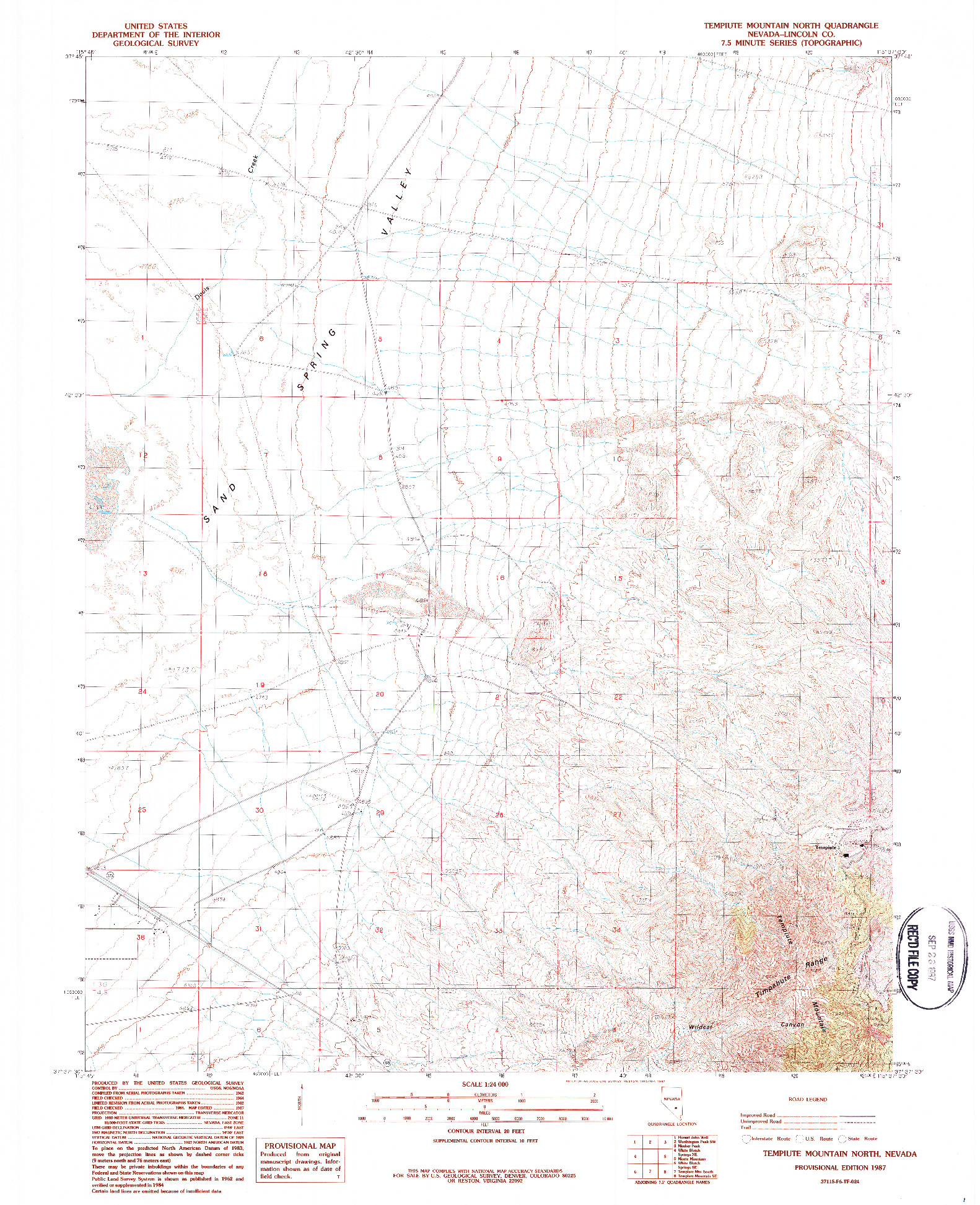 USGS 1:24000-SCALE QUADRANGLE FOR TEMPIUTE MOUNTAIN NORTH, NV 1987