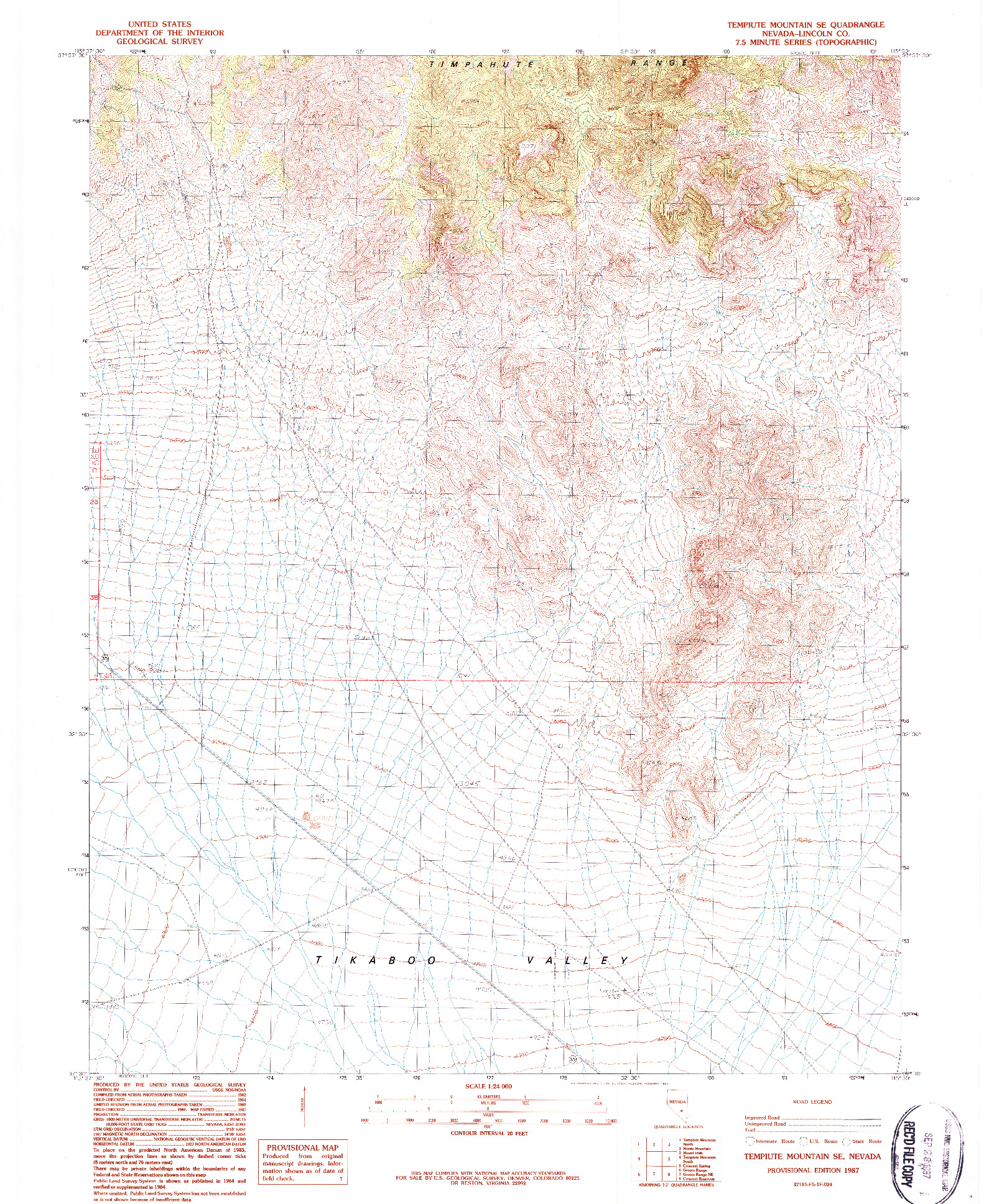 USGS 1:24000-SCALE QUADRANGLE FOR TEMPIUTE MOUNTAIN SE, NV 1987