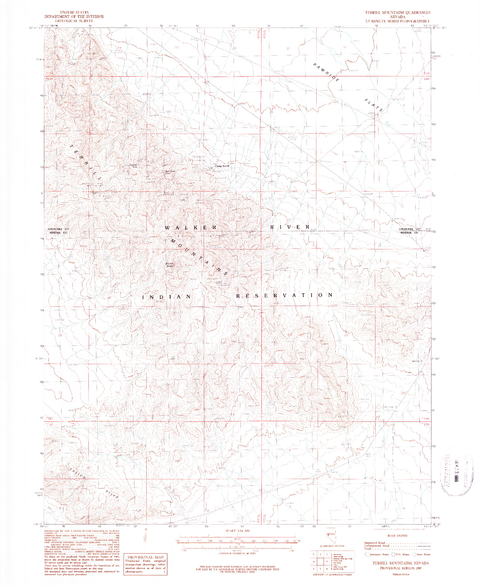 USGS 1:24000-SCALE QUADRANGLE FOR TERRILL MOUNTAINS, NV 1987