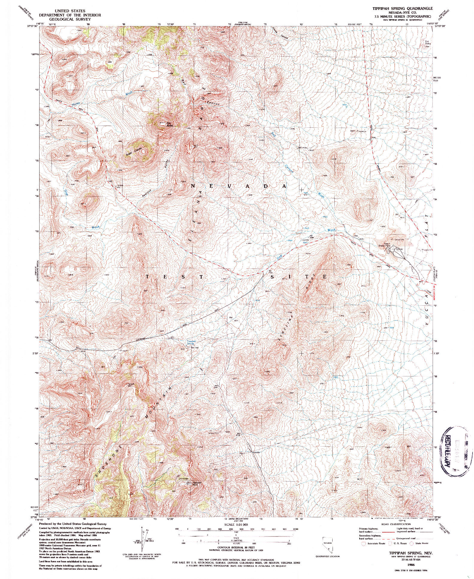 USGS 1:24000-SCALE QUADRANGLE FOR TIPPIPAH SPRING, NV 1986