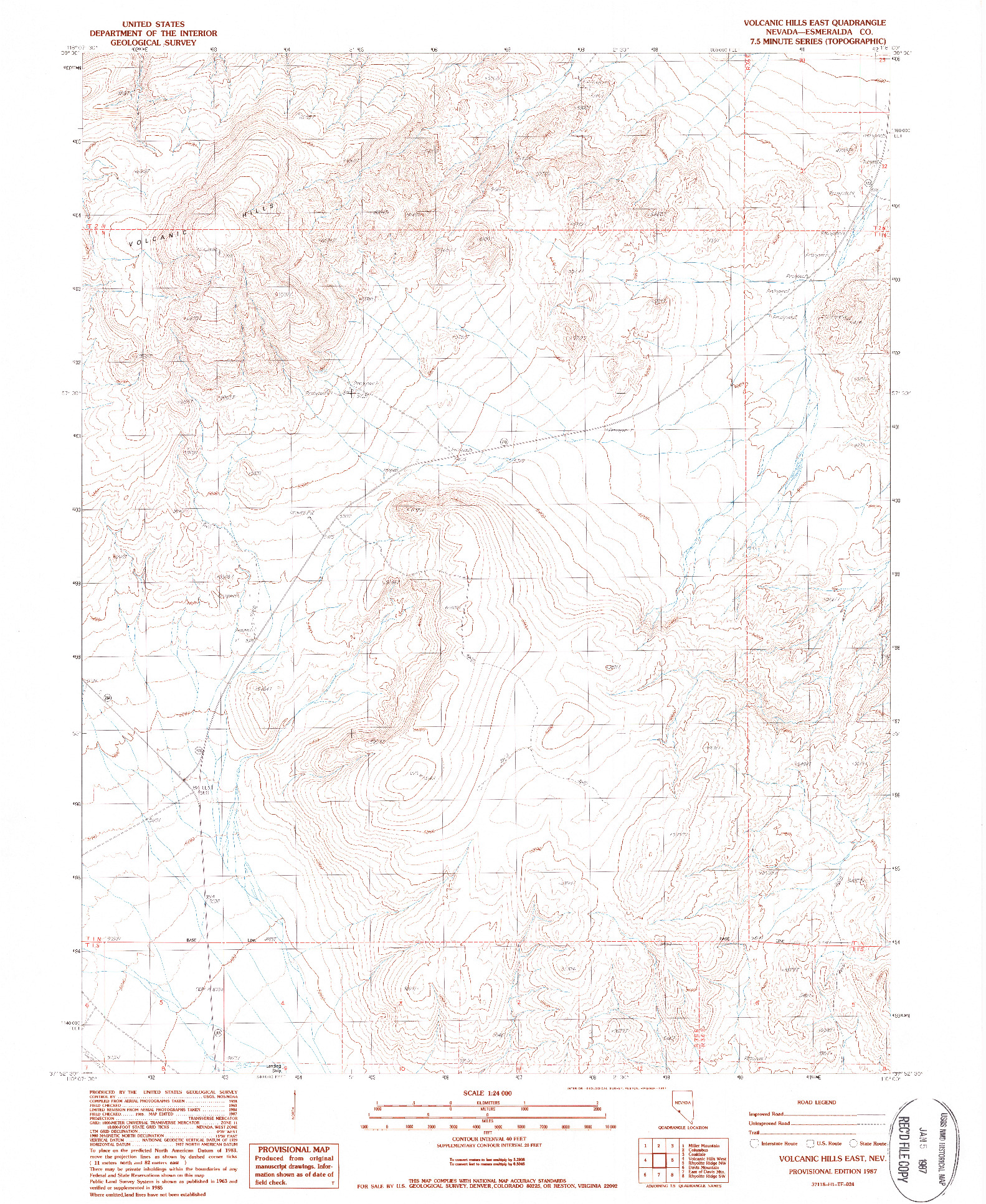 USGS 1:24000-SCALE QUADRANGLE FOR VOLCANIC HILLS EAST, NV 1987