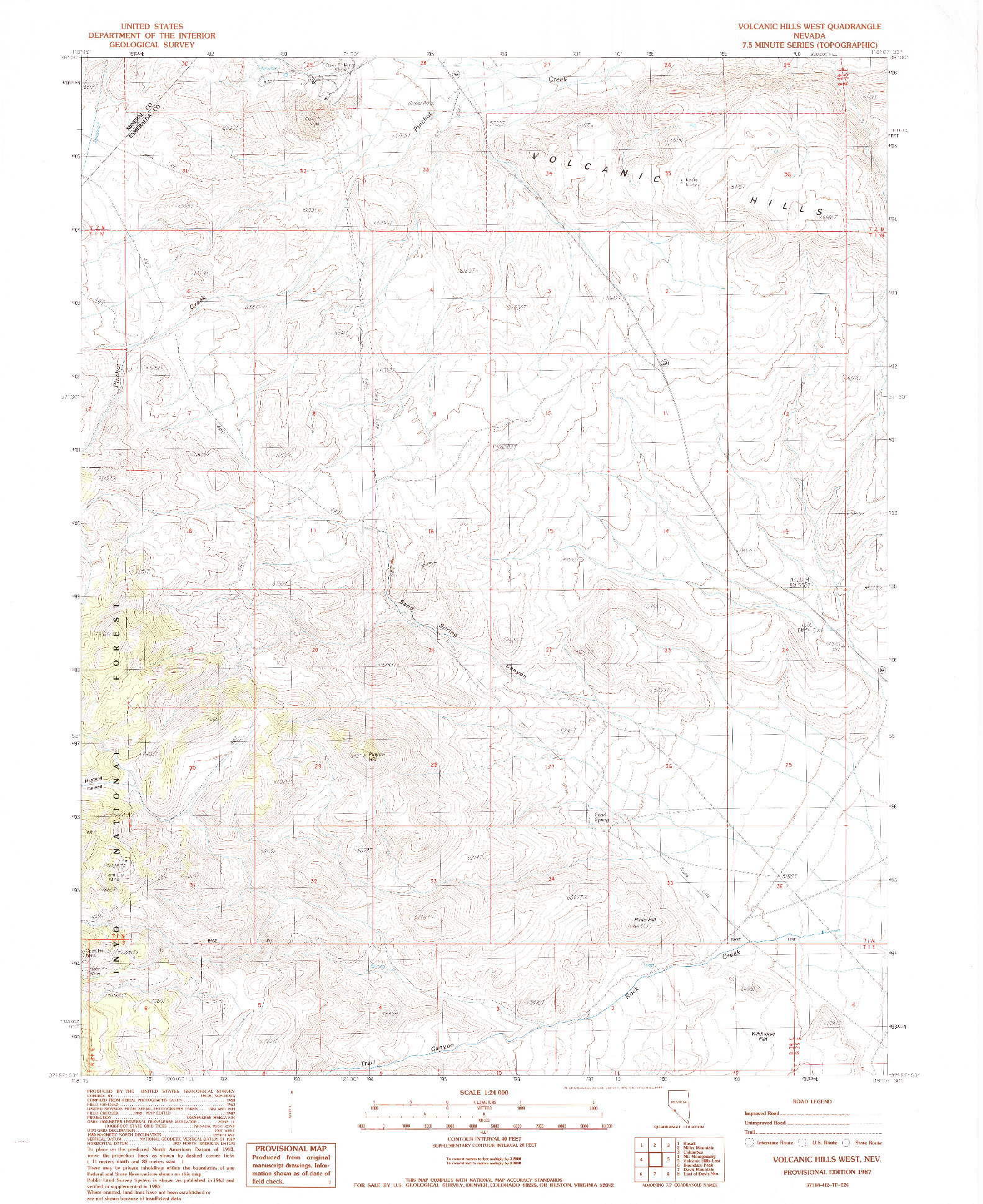 USGS 1:24000-SCALE QUADRANGLE FOR VOLCANIC HILLS WEST, NV 1987