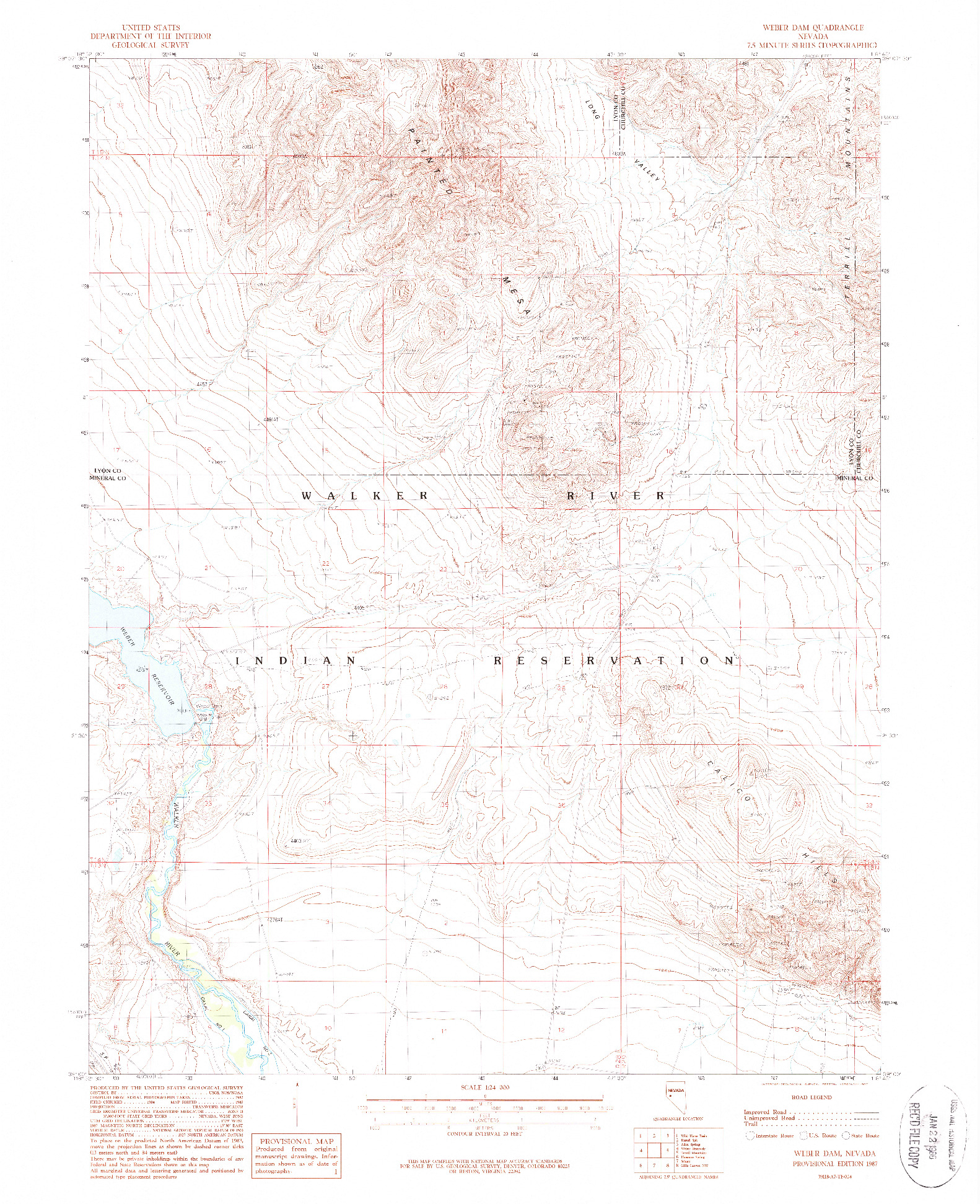 USGS 1:24000-SCALE QUADRANGLE FOR WEBER DAM, NV 1987