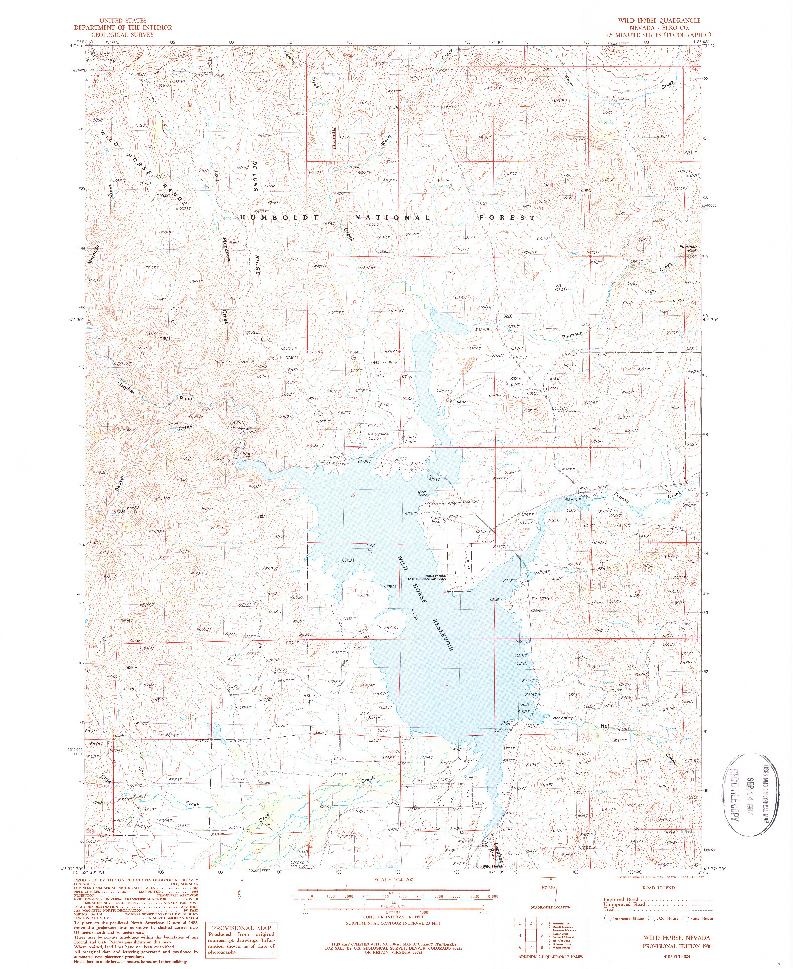 USGS 1:24000-SCALE QUADRANGLE FOR WILD HORSE, NV 1986