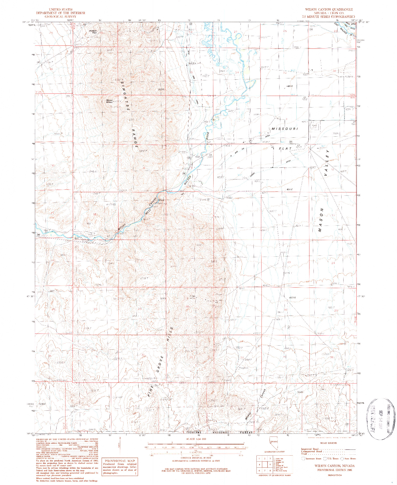 USGS 1:24000-SCALE QUADRANGLE FOR WILSON CANYON, NV 1986
