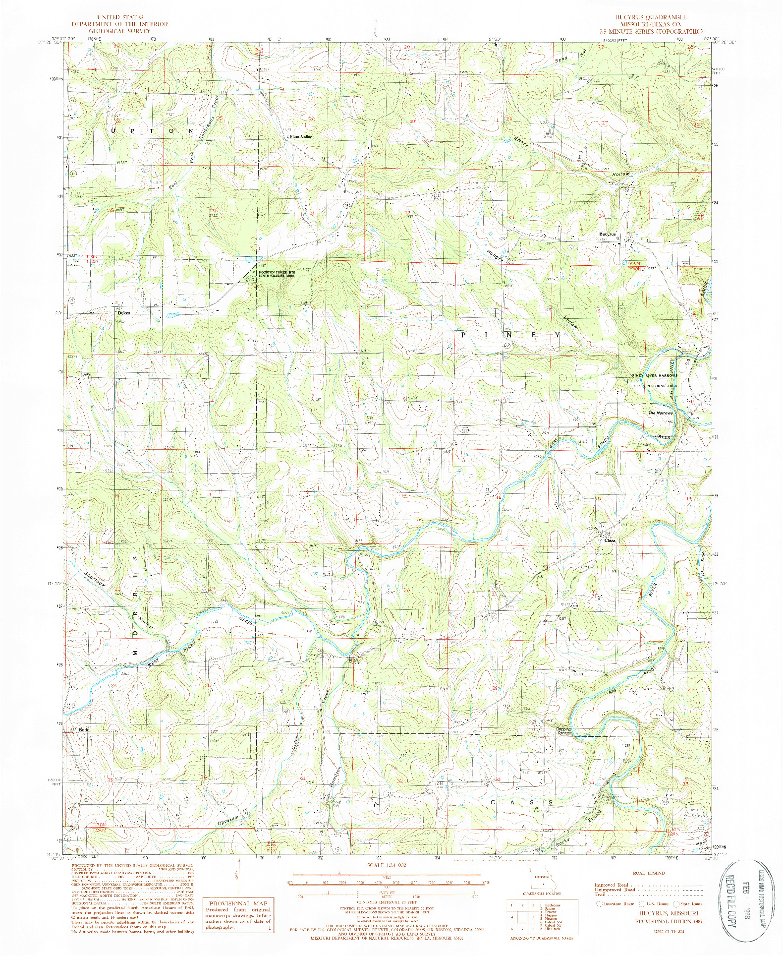 USGS 1:24000-SCALE QUADRANGLE FOR BUCYRUS, MO 1987