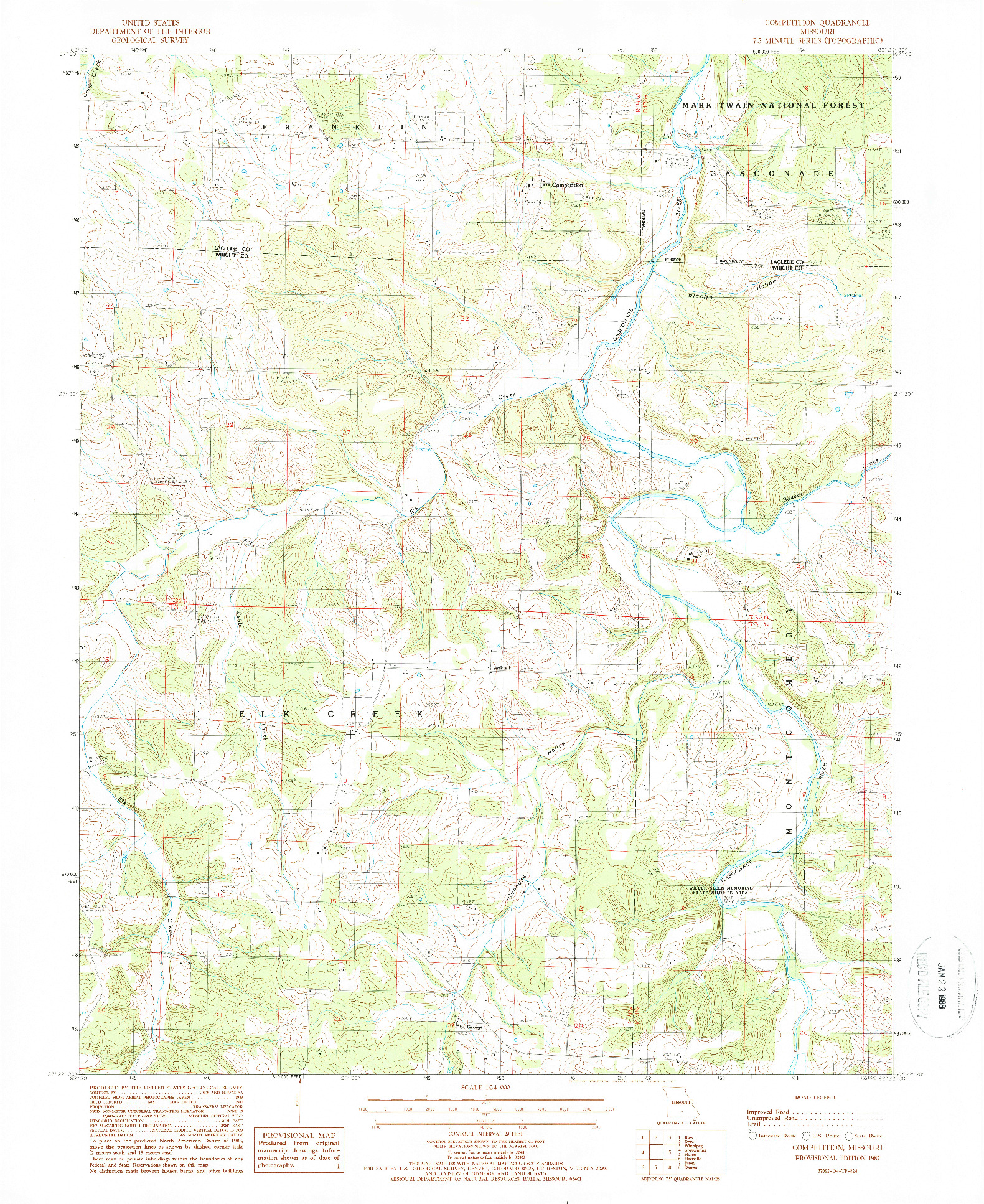 USGS 1:24000-SCALE QUADRANGLE FOR COMPETITION, MO 1987