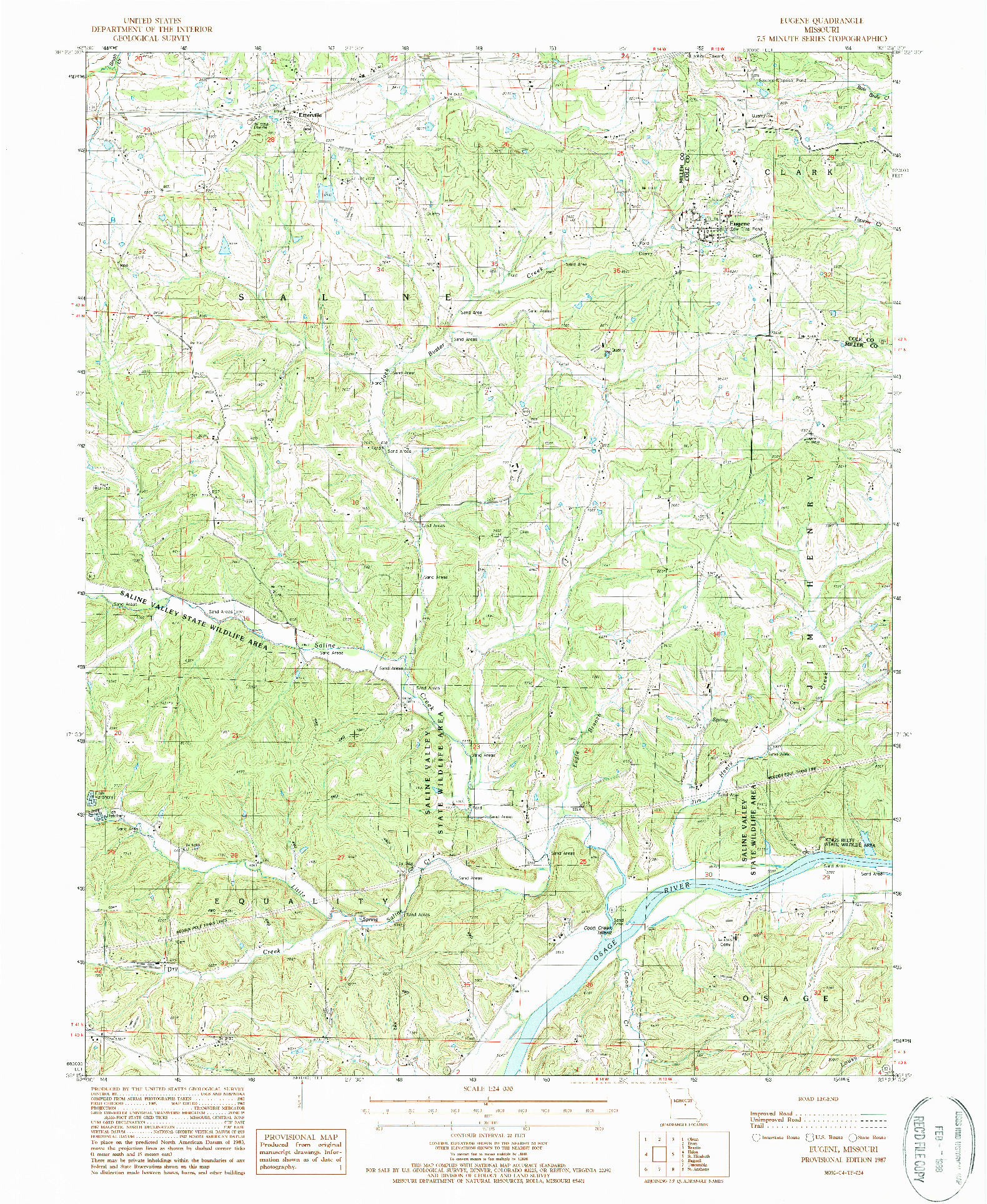 USGS 1:24000-SCALE QUADRANGLE FOR EUGENE, MO 1987