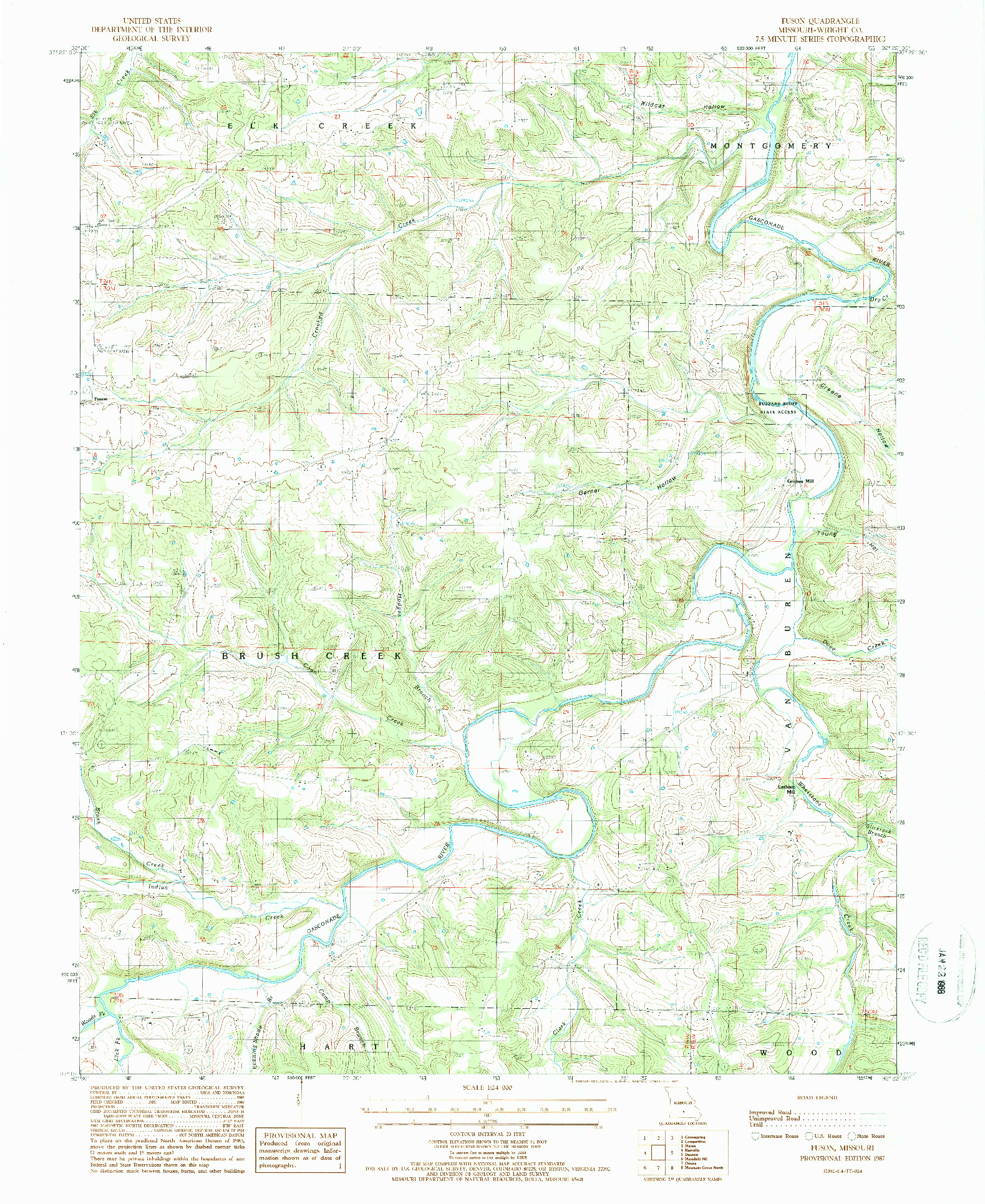 USGS 1:24000-SCALE QUADRANGLE FOR FUSON, MO 1987