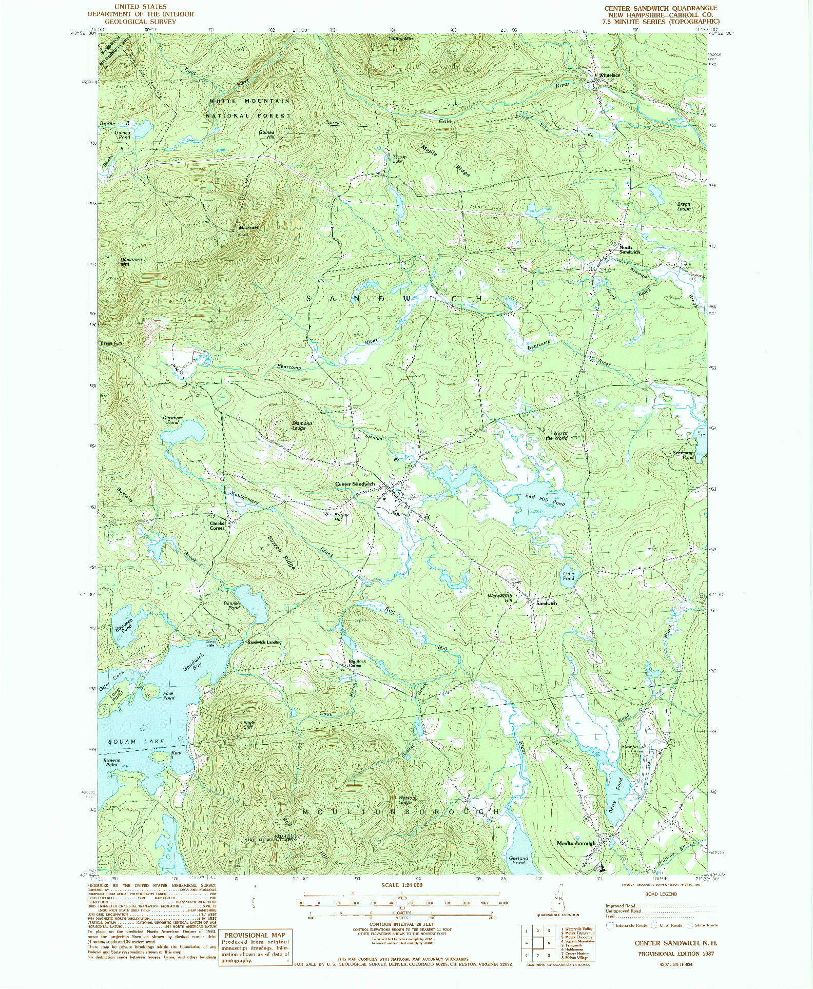 USGS 1:24000-SCALE QUADRANGLE FOR CENTER SANDWICH, NH 1987