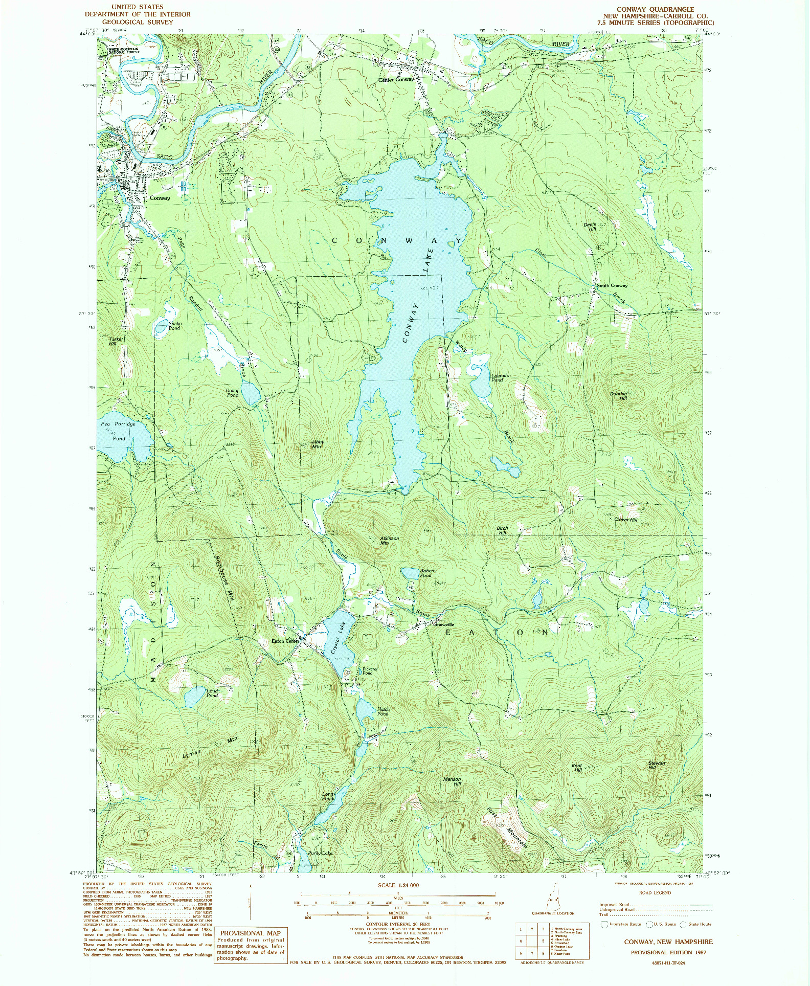 USGS 1:24000-SCALE QUADRANGLE FOR CONWAY, NH 1987