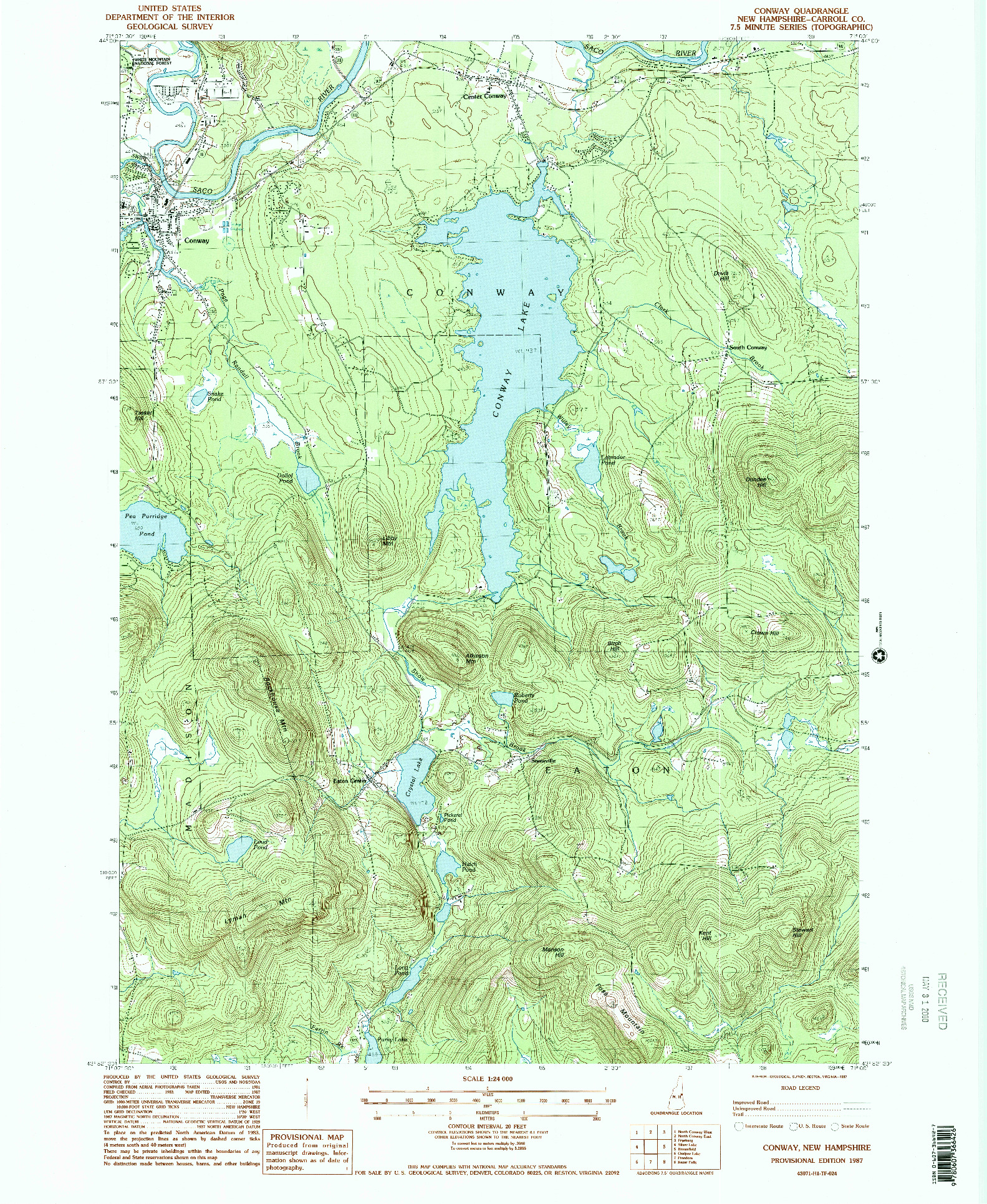 USGS 1:24000-SCALE QUADRANGLE FOR CONWAY, NH 1987