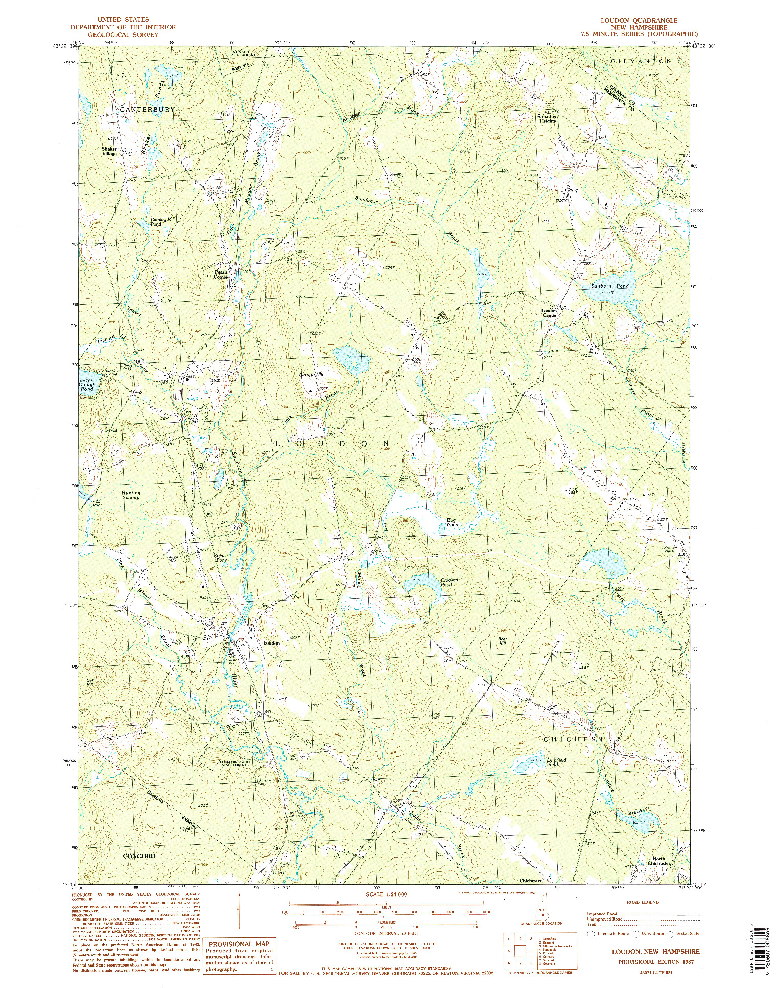 USGS 1:24000-SCALE QUADRANGLE FOR LOUDON, NH 1987