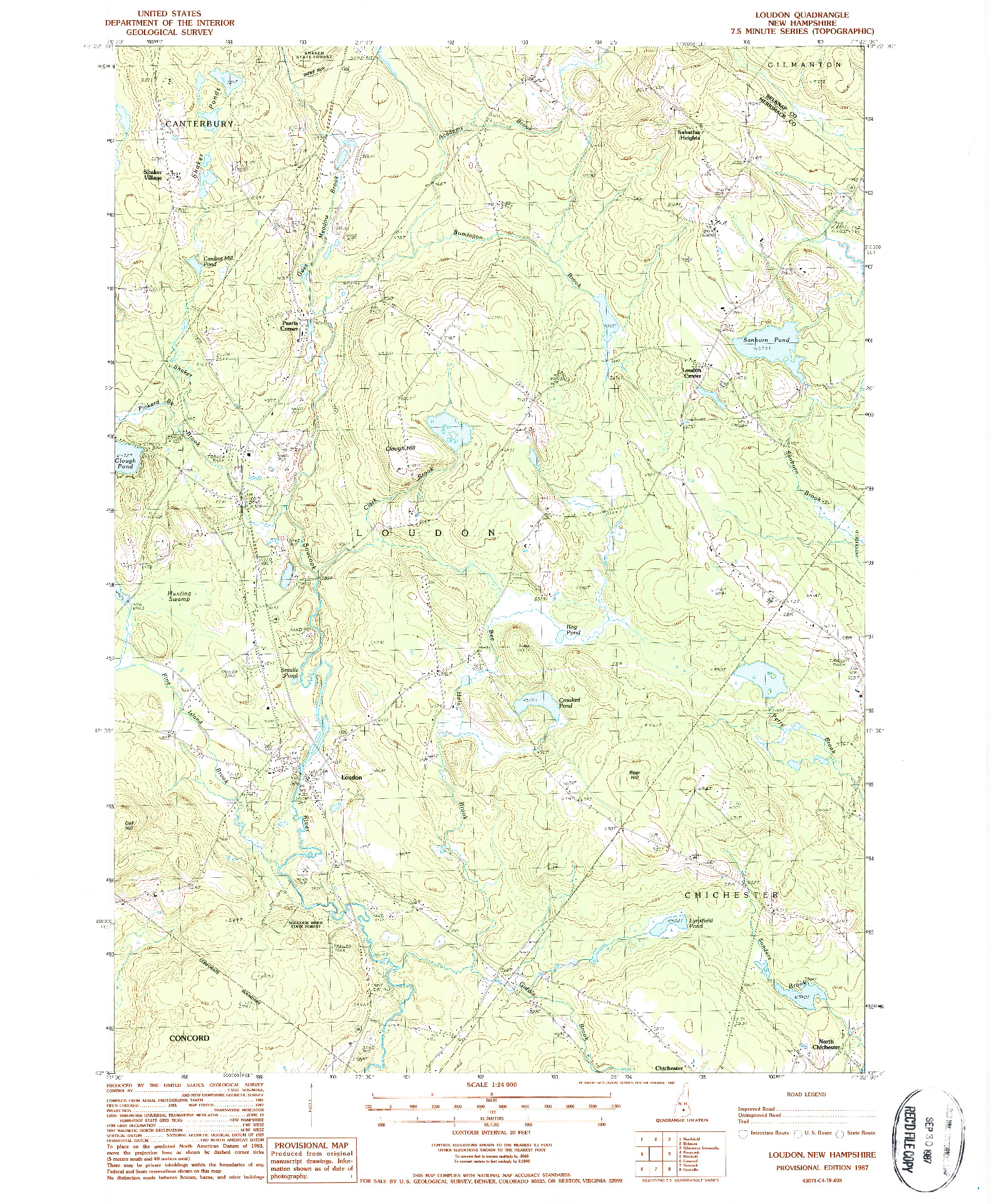 USGS 1:24000-SCALE QUADRANGLE FOR LOUDON, NH 1987