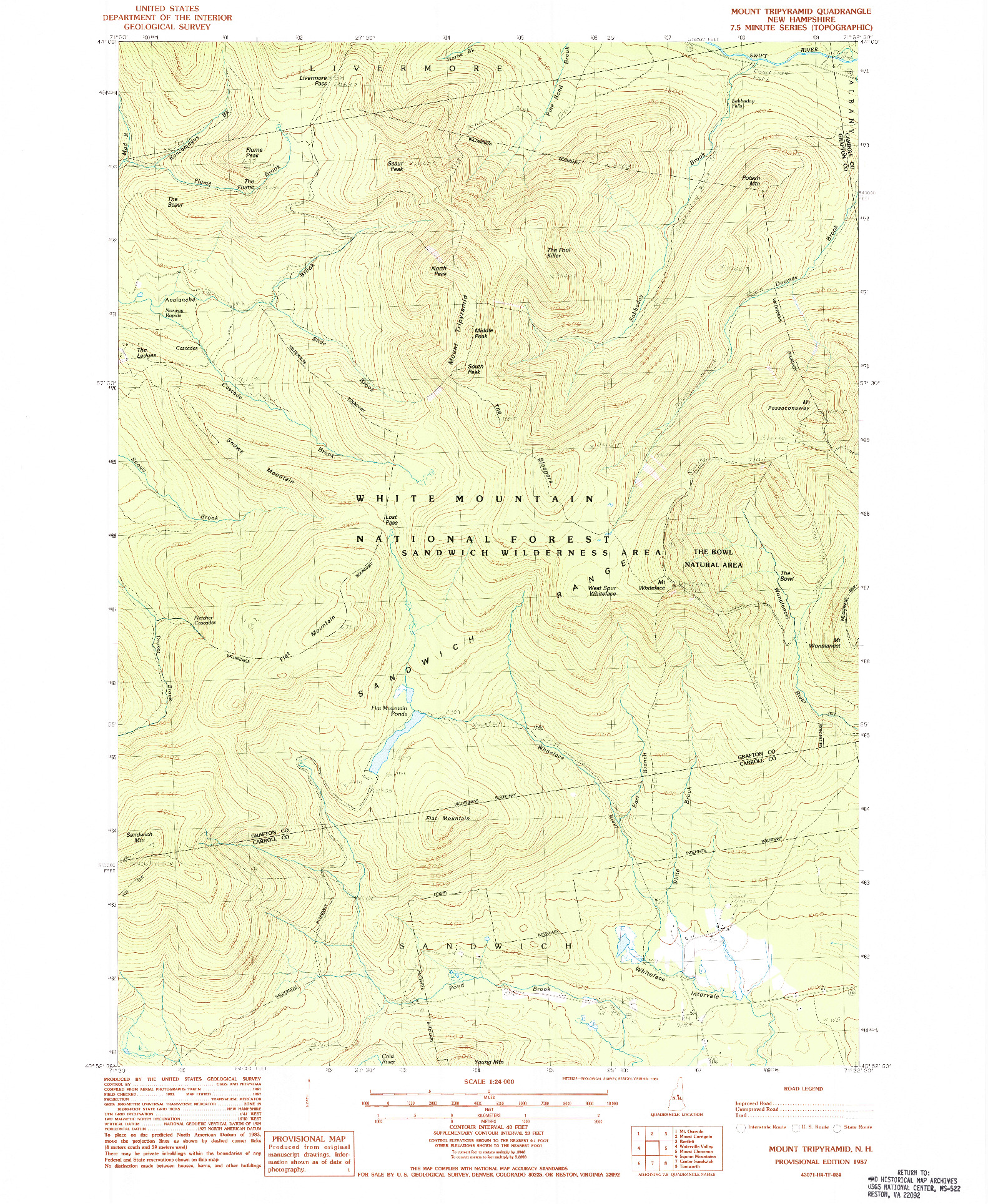 USGS 1:24000-SCALE QUADRANGLE FOR MOUNT TRIPYRAMID, NH 1987