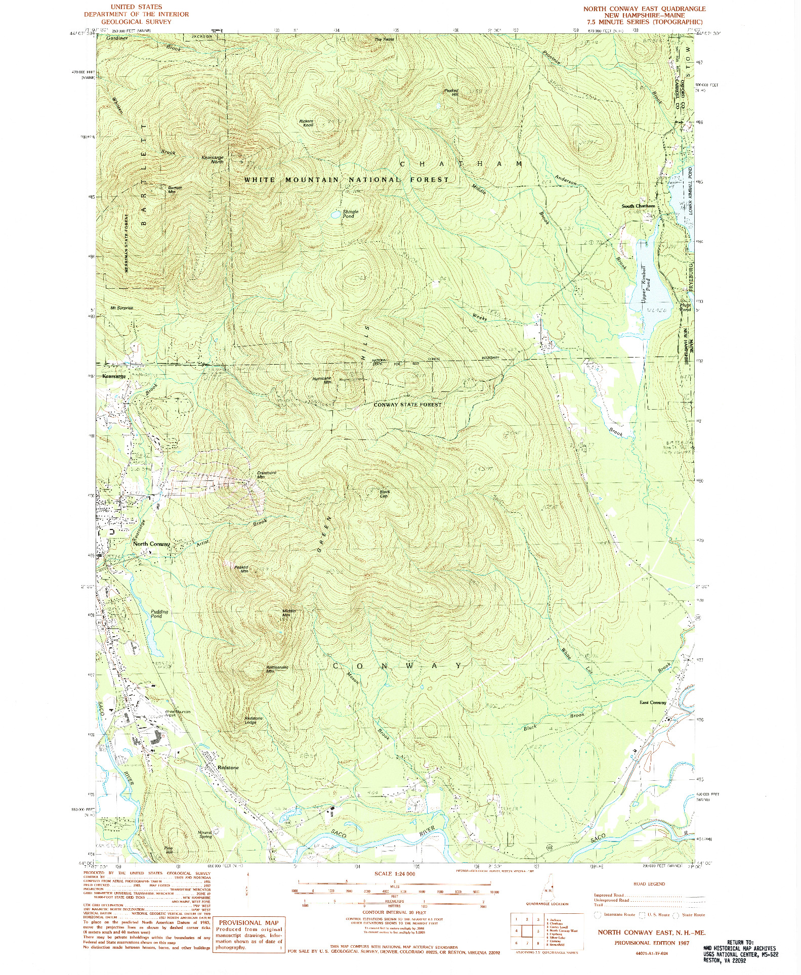 USGS 1:24000-SCALE QUADRANGLE FOR NORTH CONWAY EAST, NH 1987