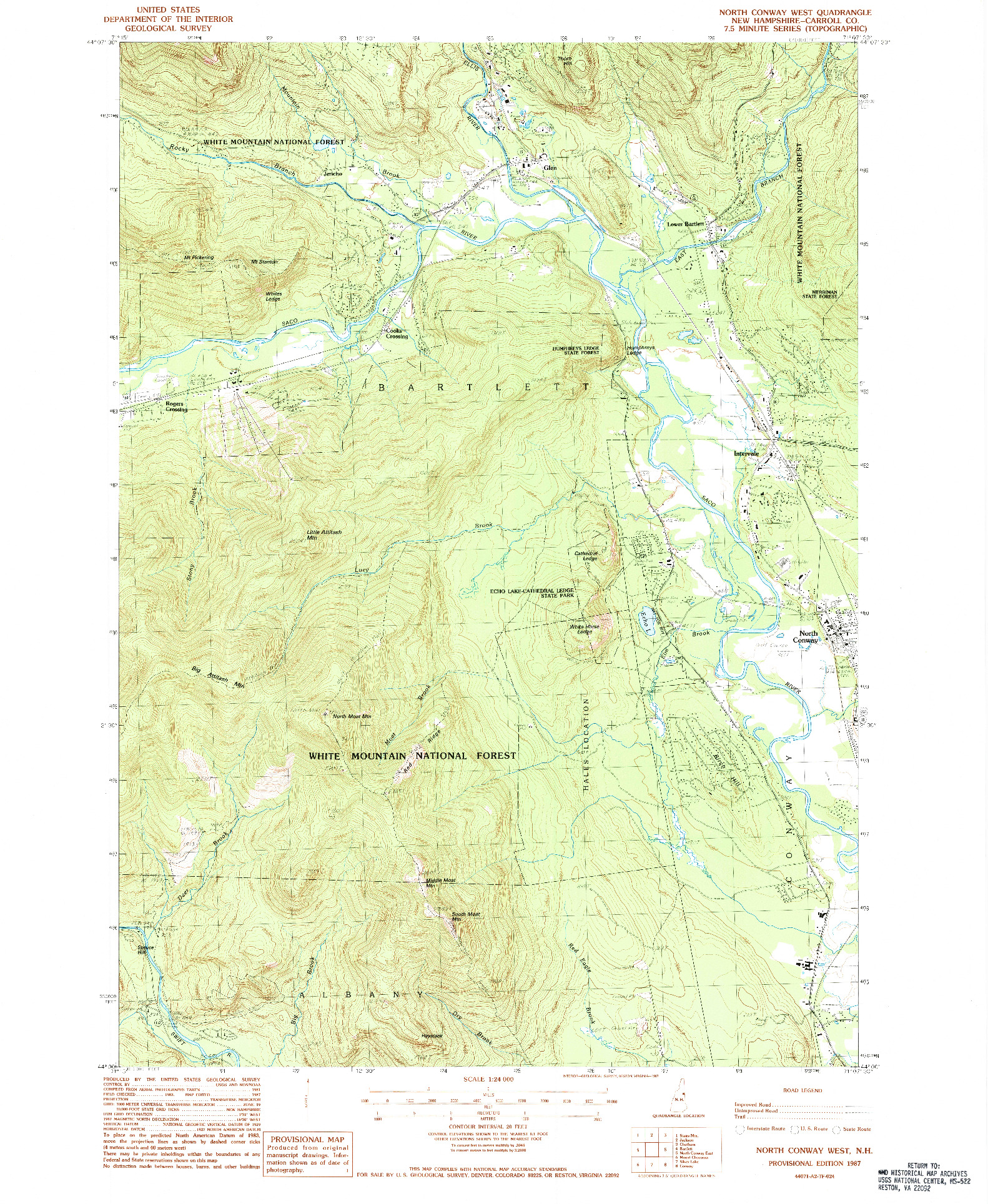 USGS 1:24000-SCALE QUADRANGLE FOR NORTH CONWAY WEST, NH 1987