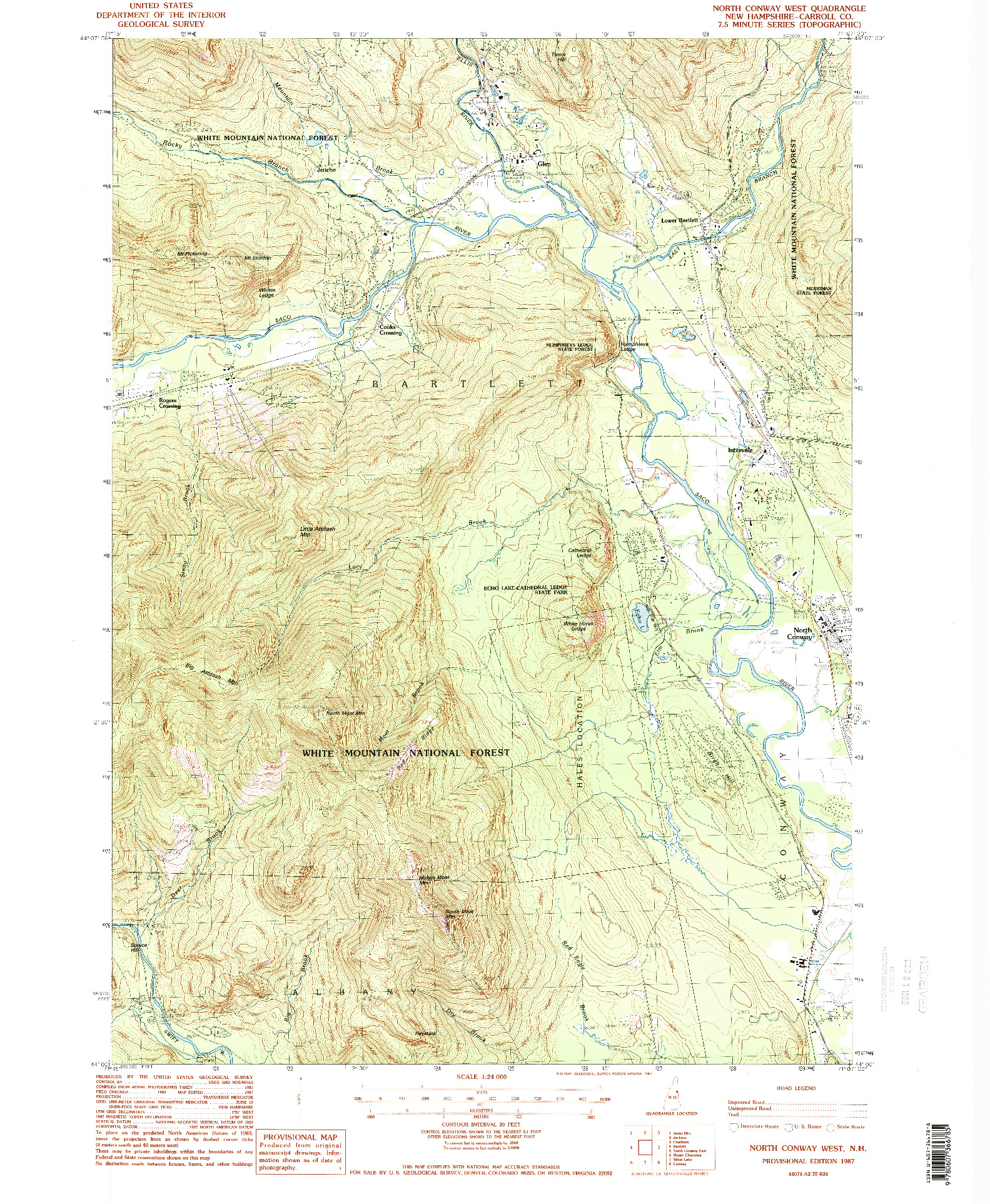 USGS 1:24000-SCALE QUADRANGLE FOR NORTH CONWAY WEST, NH 1987