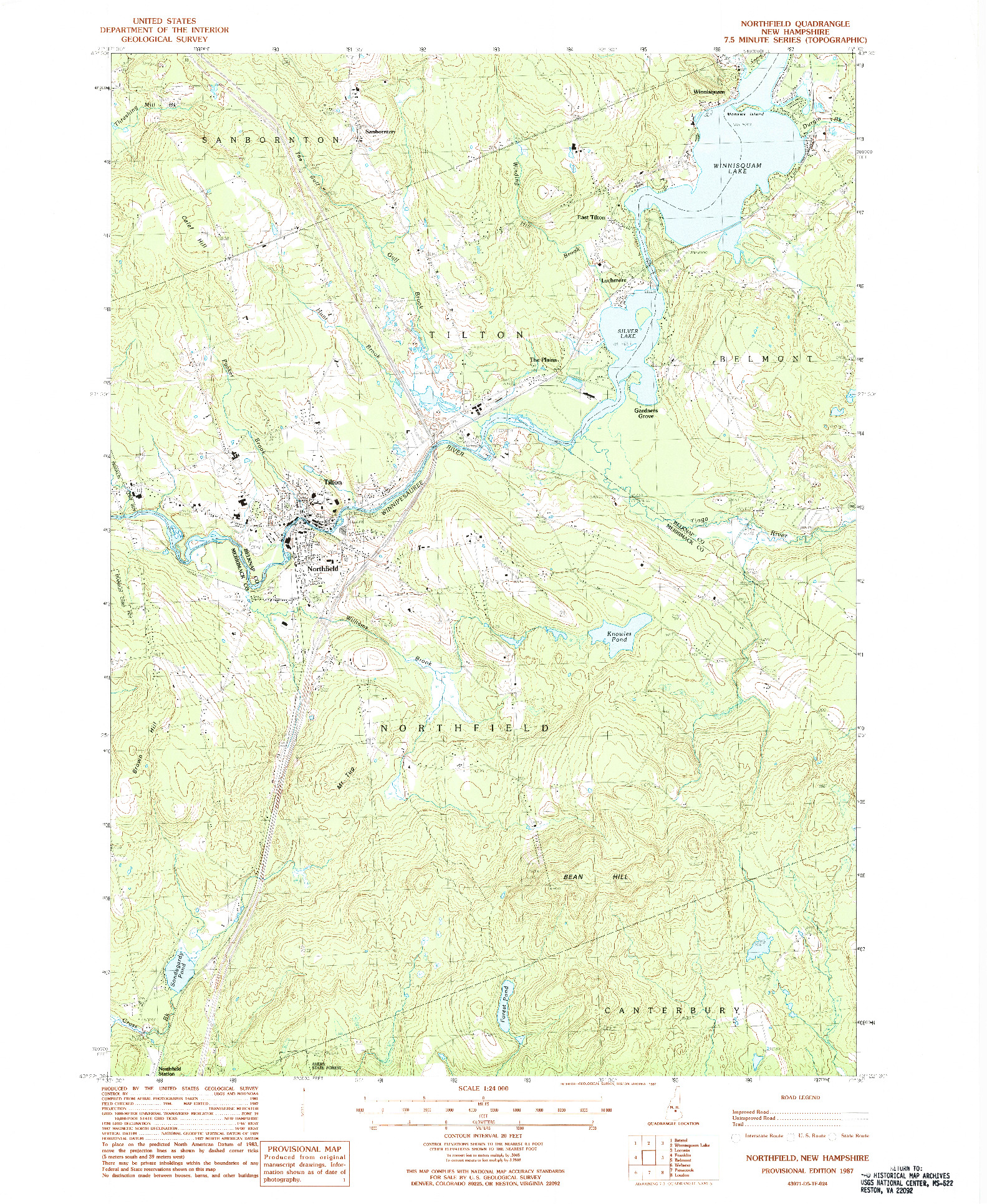 USGS 1:24000-SCALE QUADRANGLE FOR NORTHFIELD, NH 1987