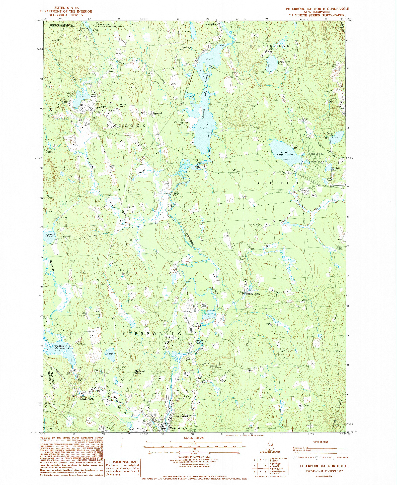 USGS 1:24000-SCALE QUADRANGLE FOR PETERBOROUGH NORTH, NH 1987