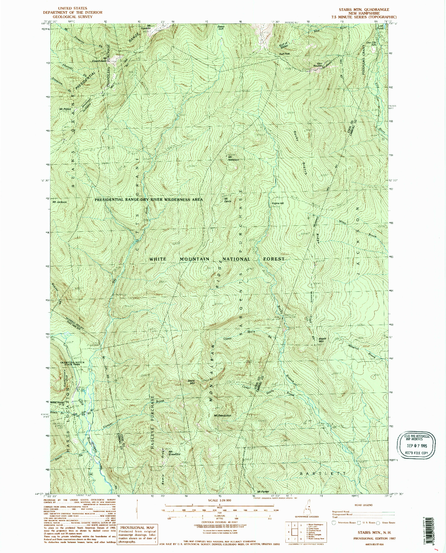 USGS 1:24000-SCALE QUADRANGLE FOR STAIRS MOUNTAIN, NH 1987