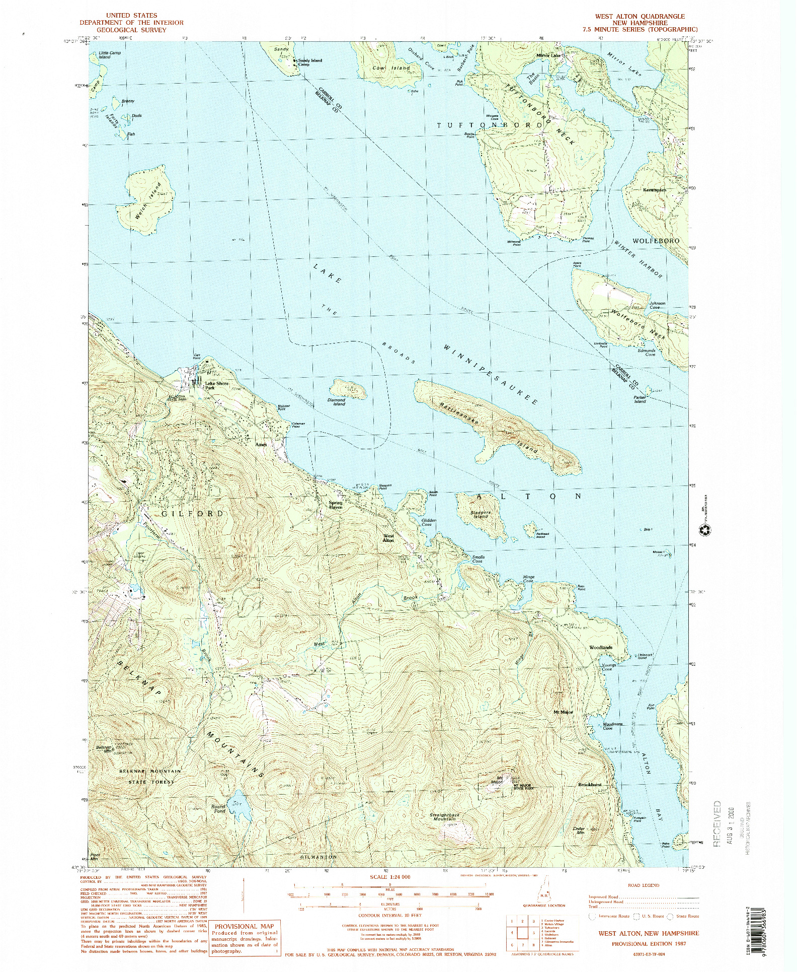 USGS 1:24000-SCALE QUADRANGLE FOR WEST ALTON, NH 1987