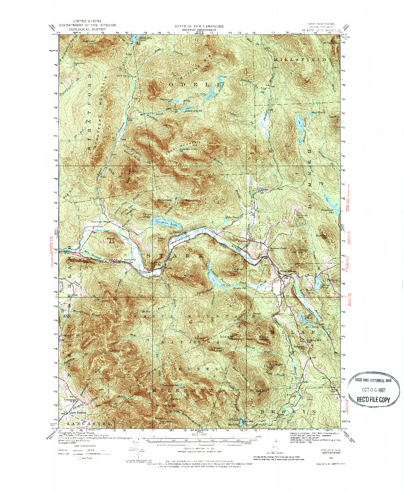 USGS 1:62500-SCALE QUADRANGLE FOR PERCY, NH 1930