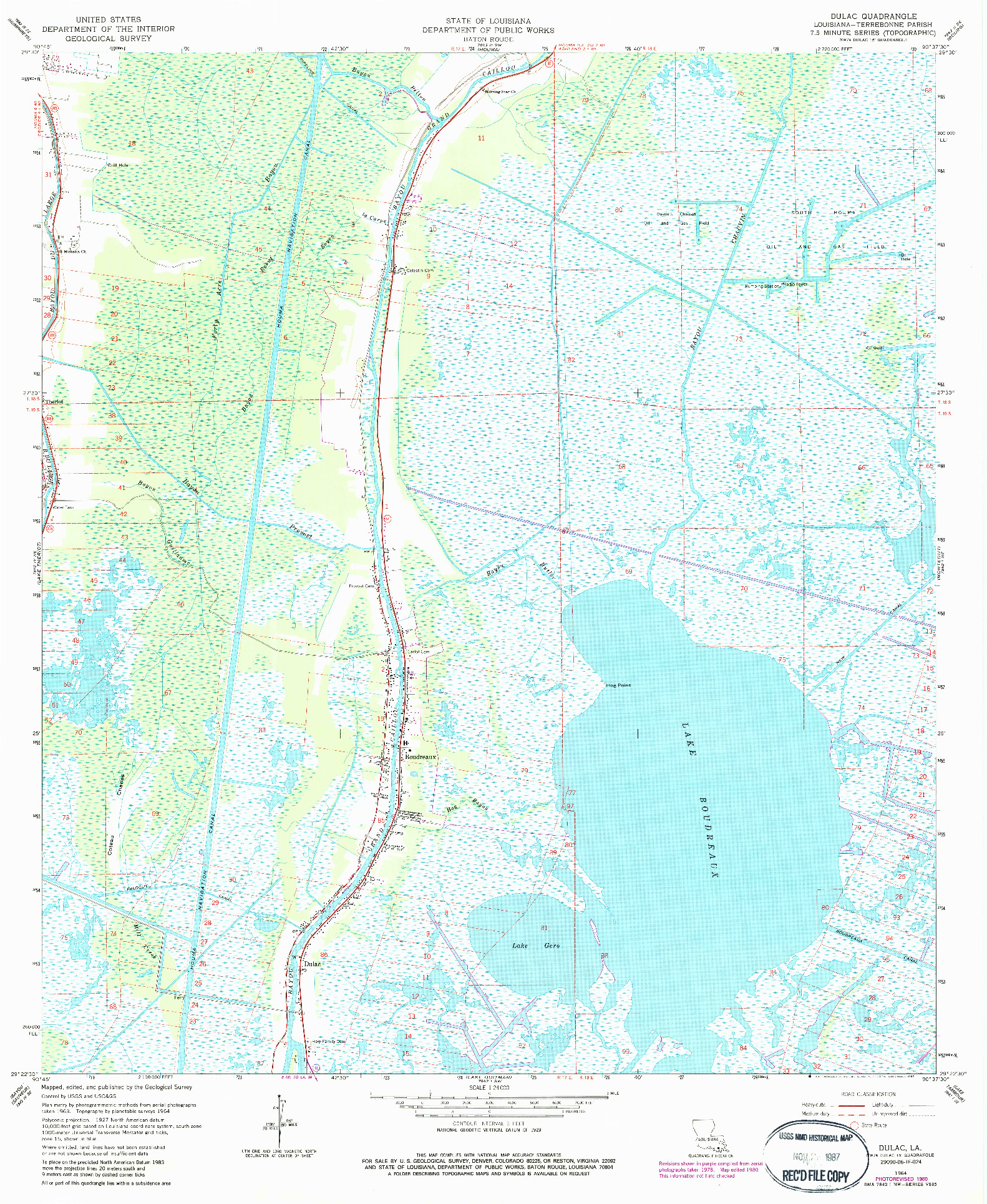 USGS 1:24000-SCALE QUADRANGLE FOR DULAC, LA 1964