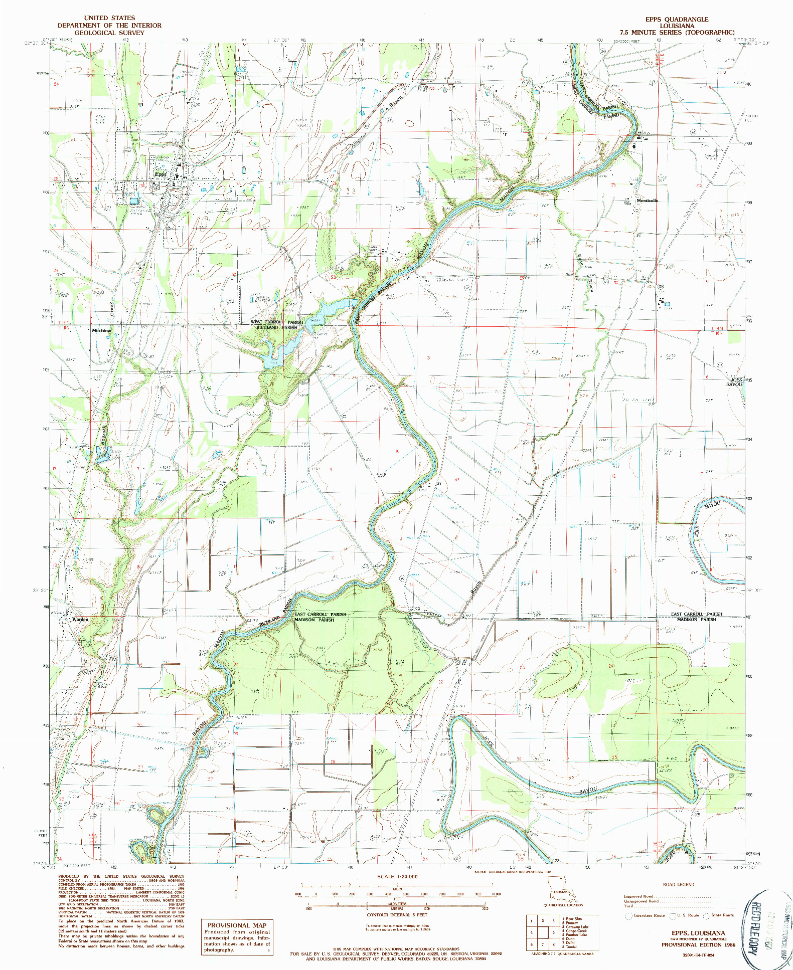 USGS 1:24000-SCALE QUADRANGLE FOR EPPS, LA 1986