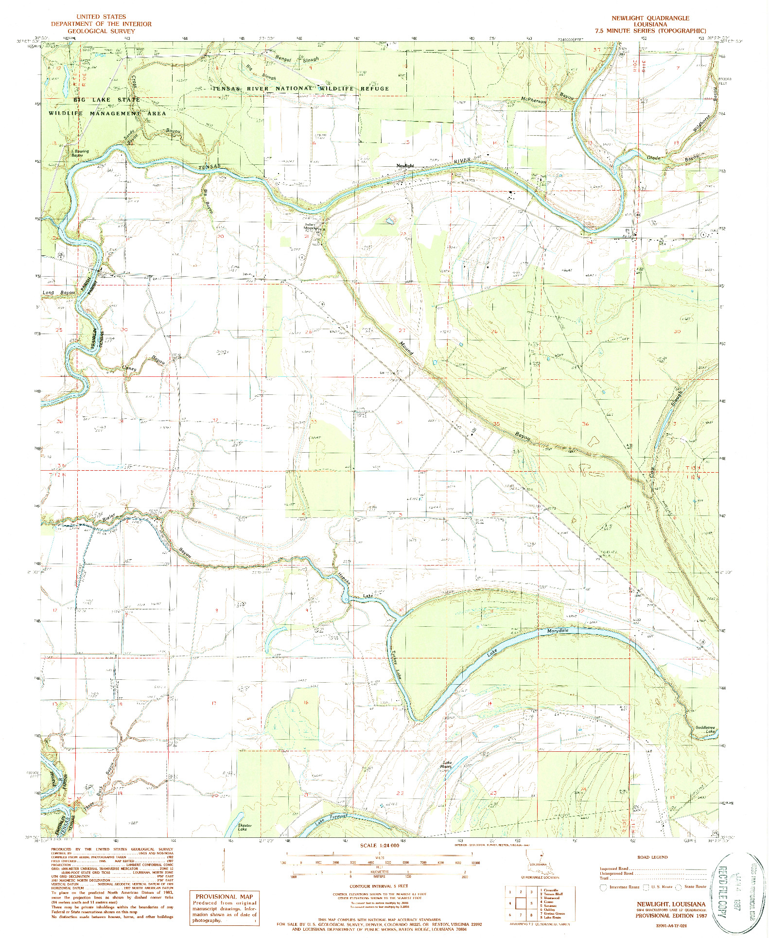 USGS 1:24000-SCALE QUADRANGLE FOR NEWLIGHT, LA 1987