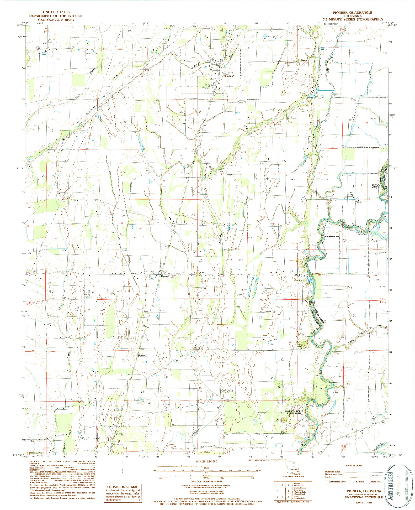 USGS 1:24000-SCALE QUADRANGLE FOR PIONEER, LA 1986