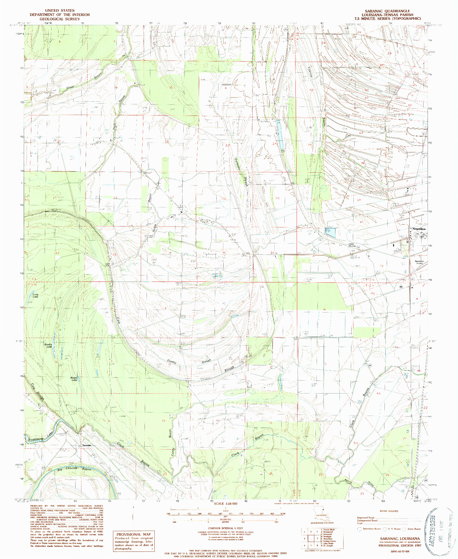 USGS 1:24000-SCALE QUADRANGLE FOR SARANAC, LA 1987