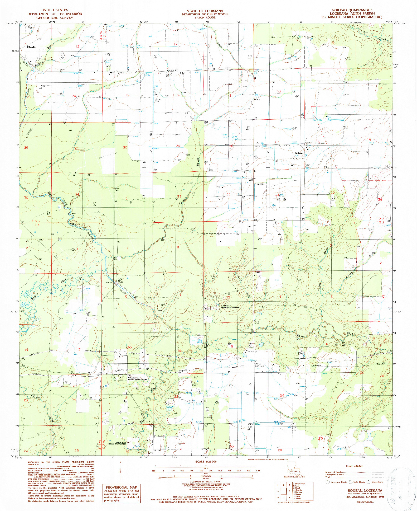 USGS 1:24000-SCALE QUADRANGLE FOR SOILEAU, LA 1986