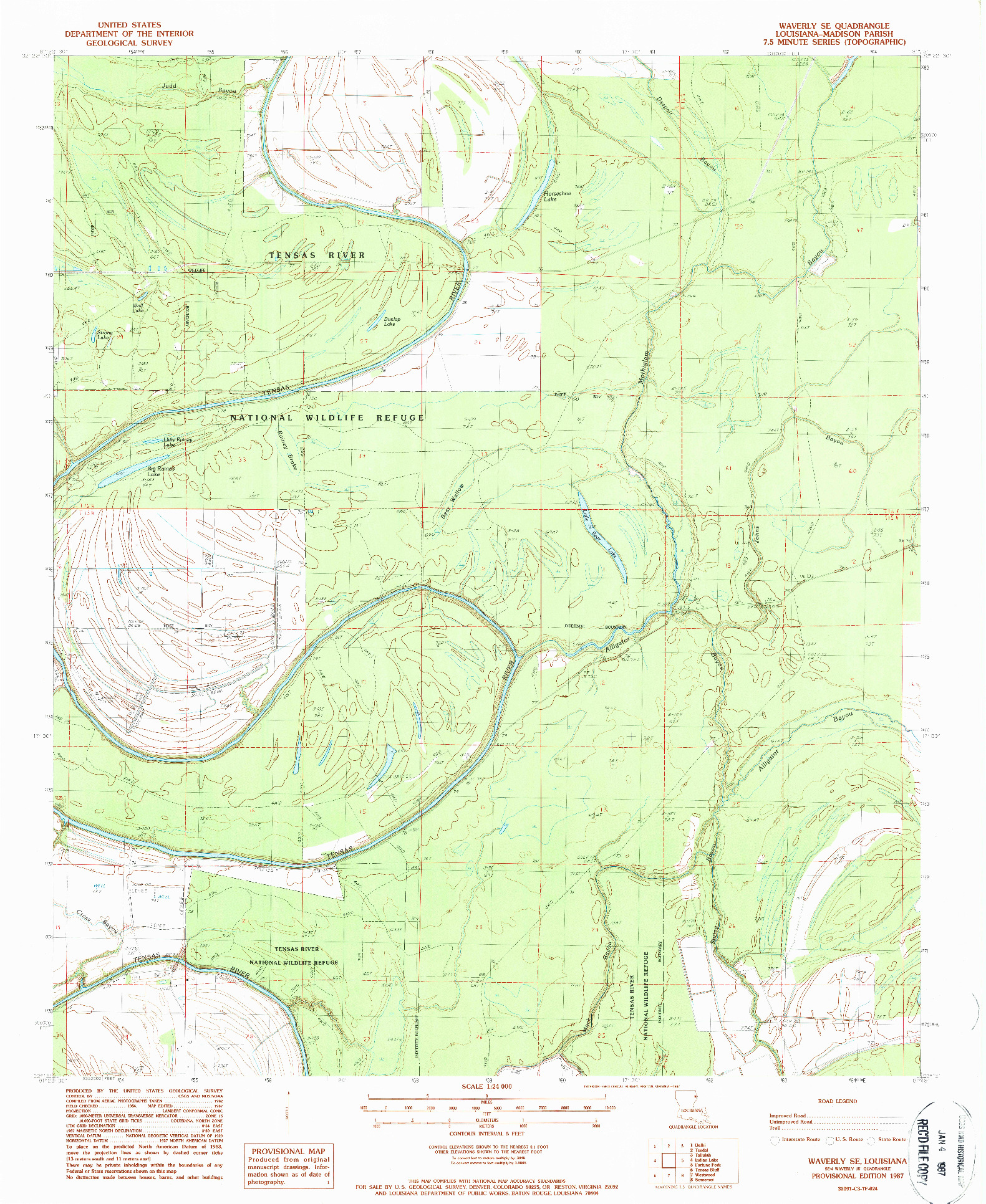 USGS 1:24000-SCALE QUADRANGLE FOR WAVERLY SE, LA 1987